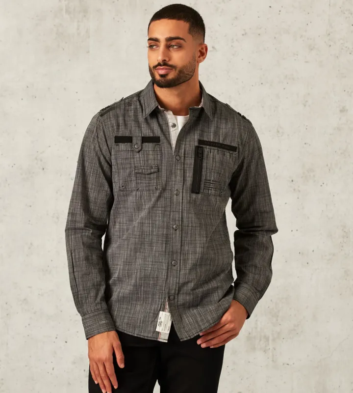 Modern Fit Long-Sleeve Cross Hatch Pattern Sport Shirt sold by Tip Top