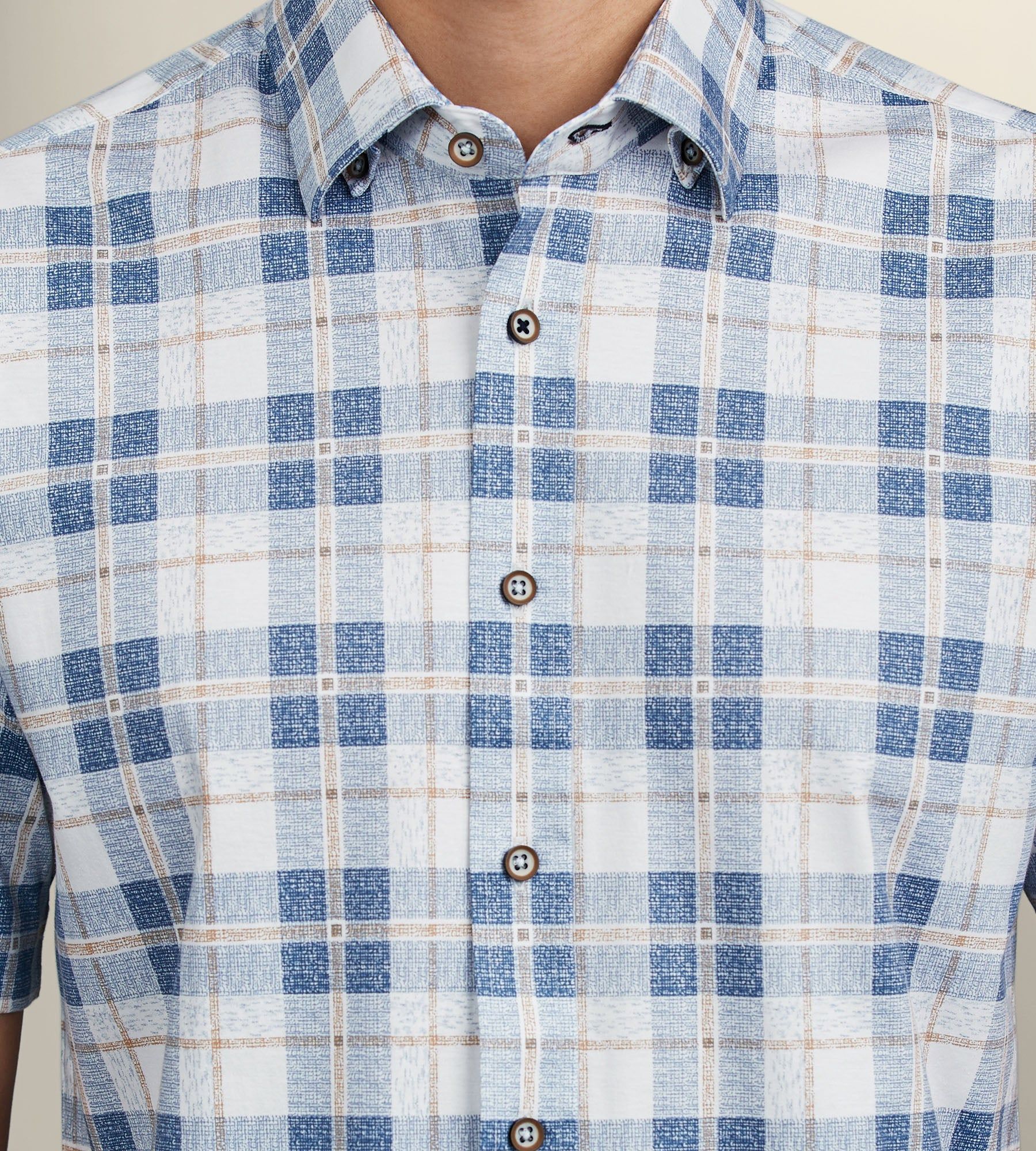 Modern Fit 360° Stretch Short Sleeve Plaid Print Sport Shirt sold by Tip Top product image thumbnail 2
