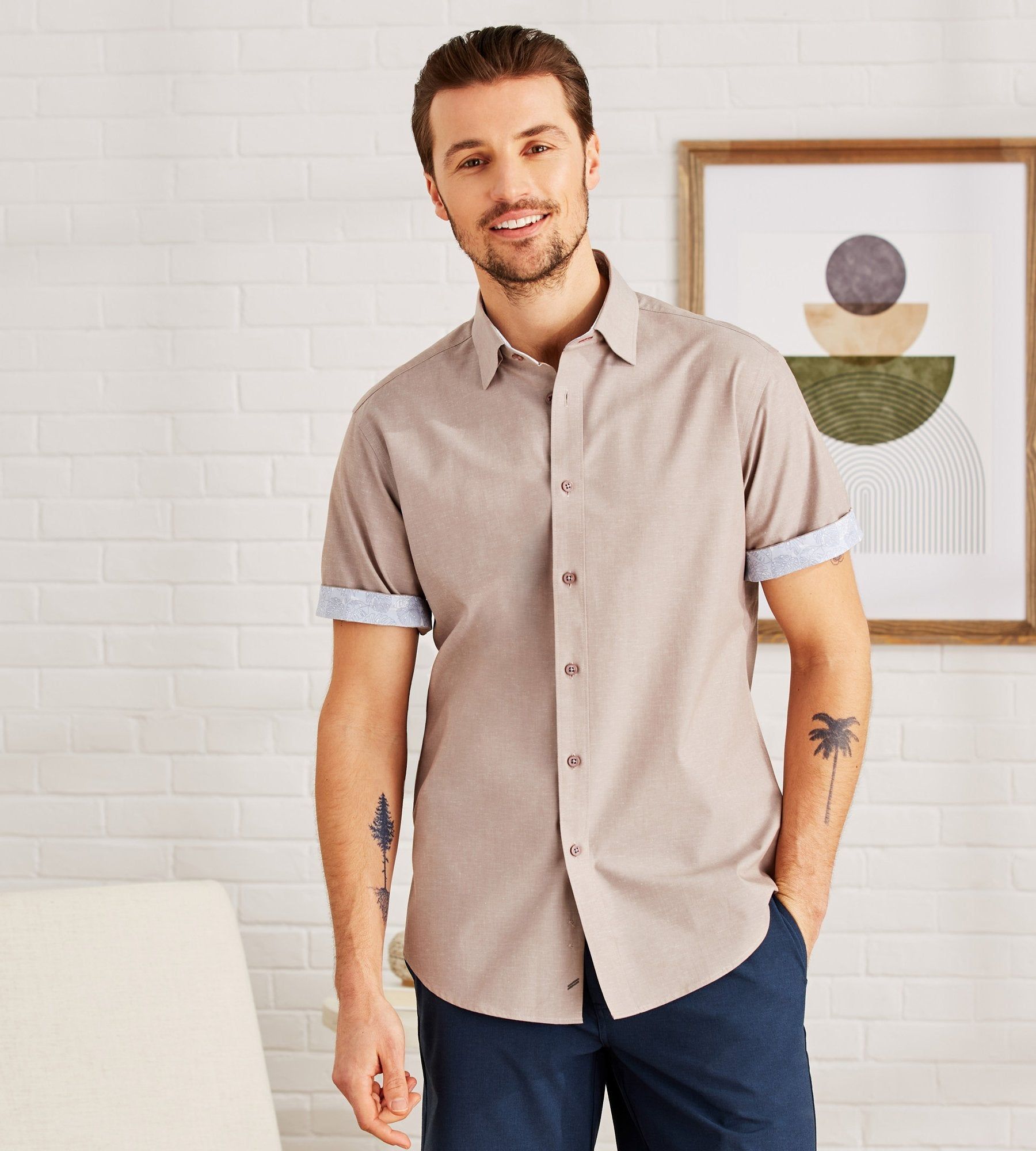 Modern Fit Solid Linen Blend Sport Shirt sold by Tip Top