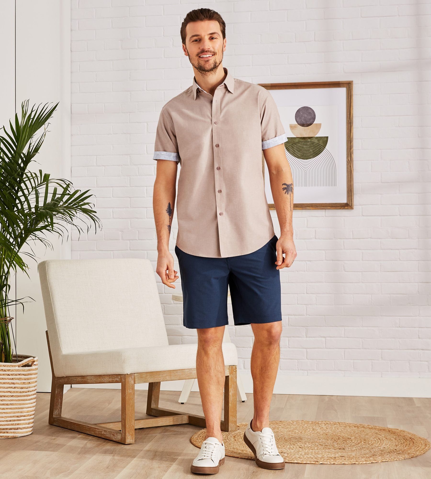 Modern Fit Solid Linen Blend Sport Shirt sold by Tip Top product image thumbnail 4