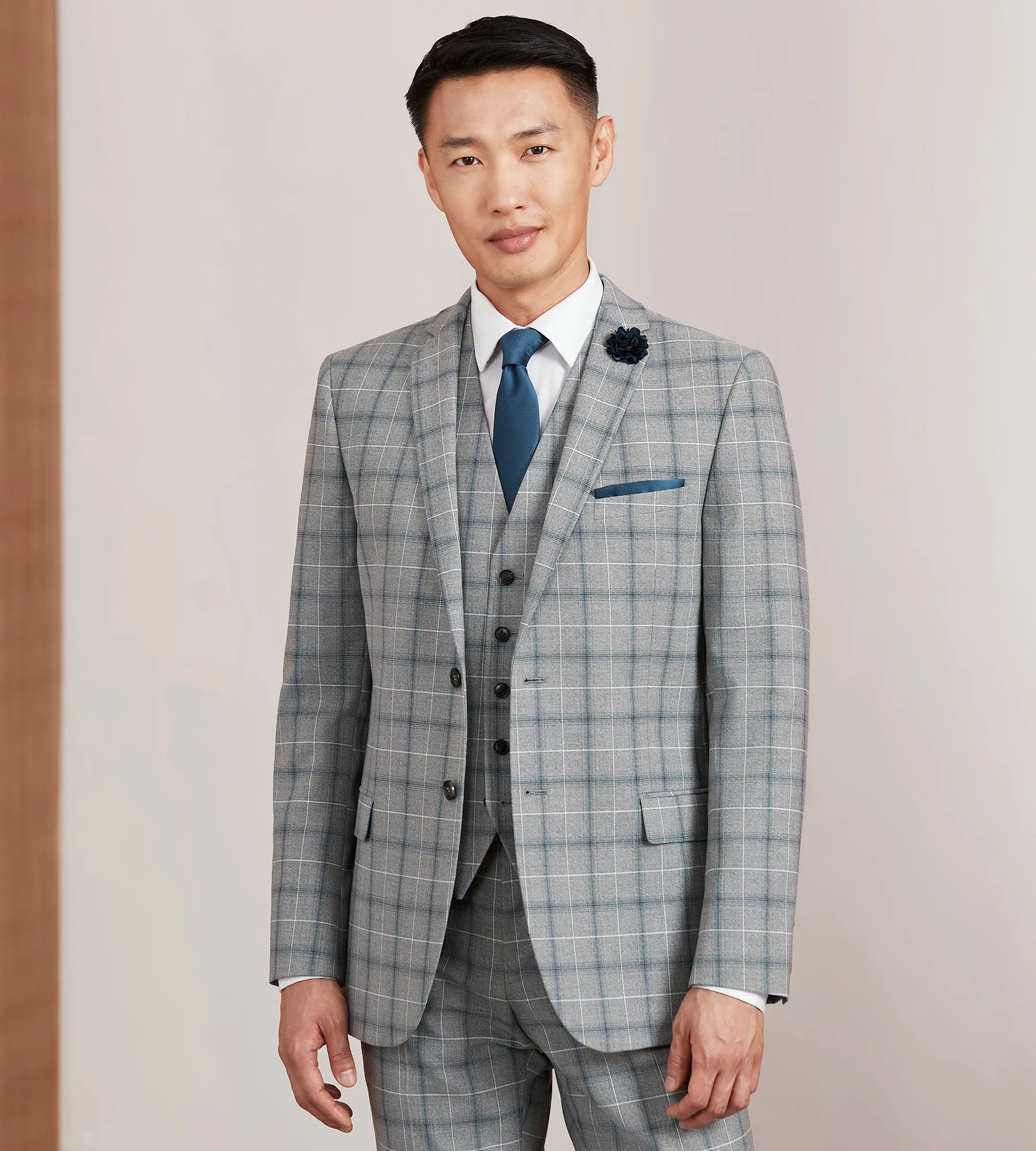 Grey Plaid Suit Vest sold by Tip Top product image thumbnail 4