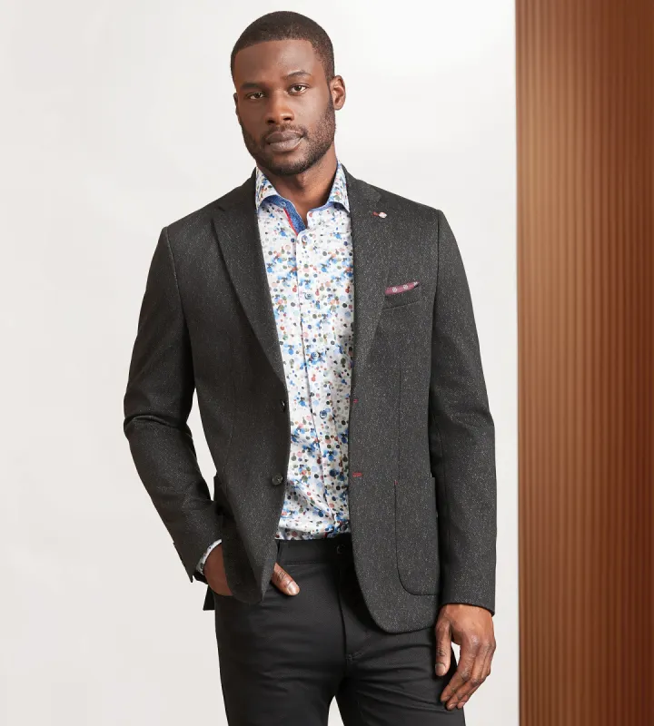 Modern Fit Knit Herringbone Print Sport Jacket sold by Tip Top