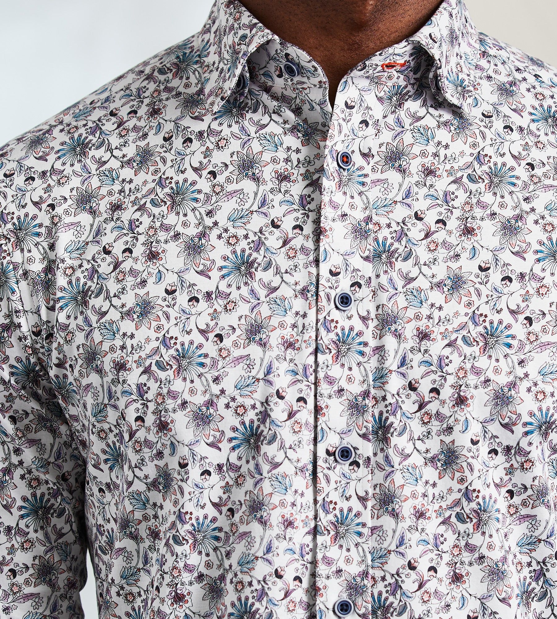 Modern Fit Long Sleeve 360° Stretch Floral Print Sport Shirt sold by Tip Top product image thumbnail 2