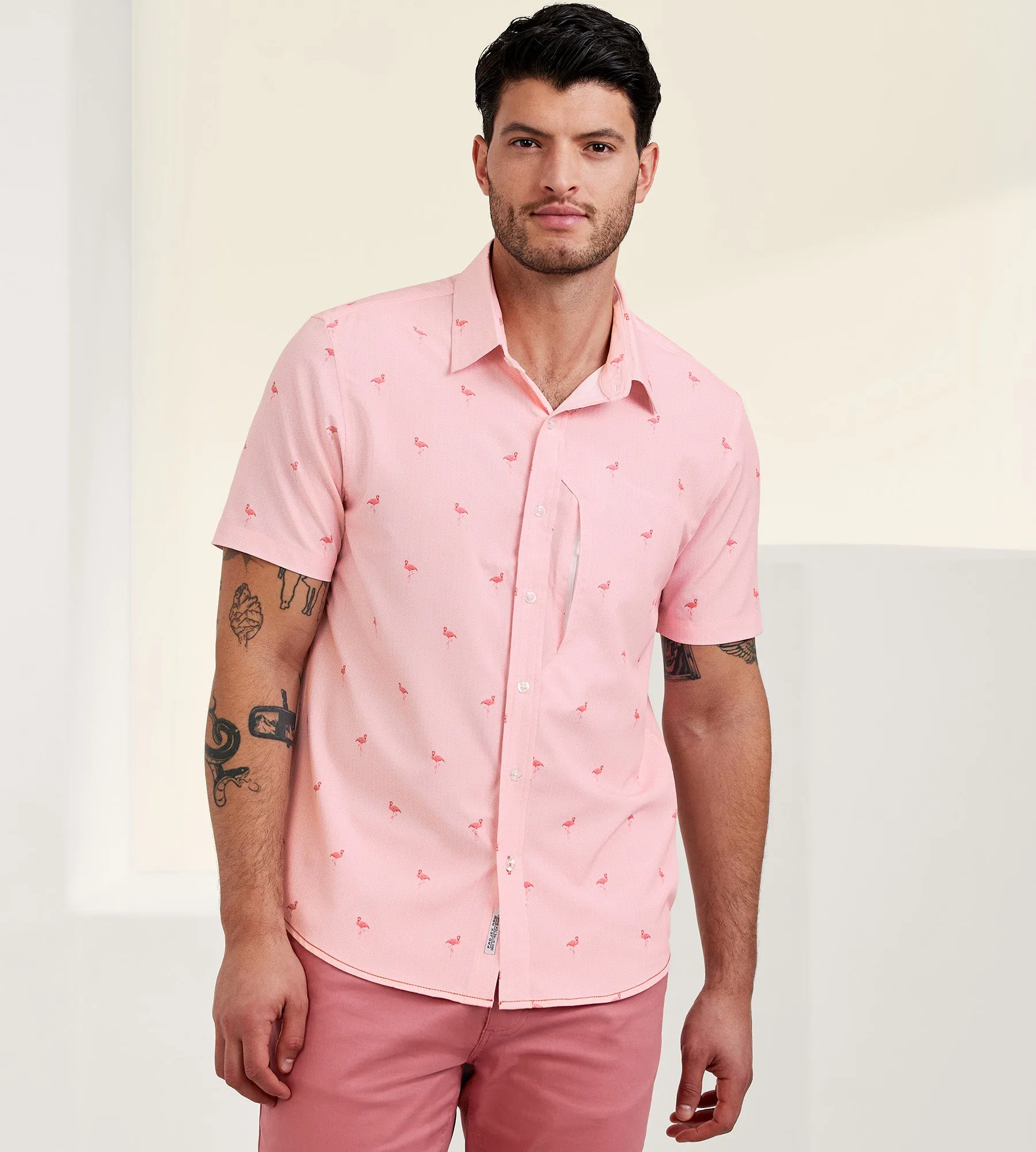 Modern Fit 360° Stretch Printed Short Sleeve Sport Shirt sold by Tip Top