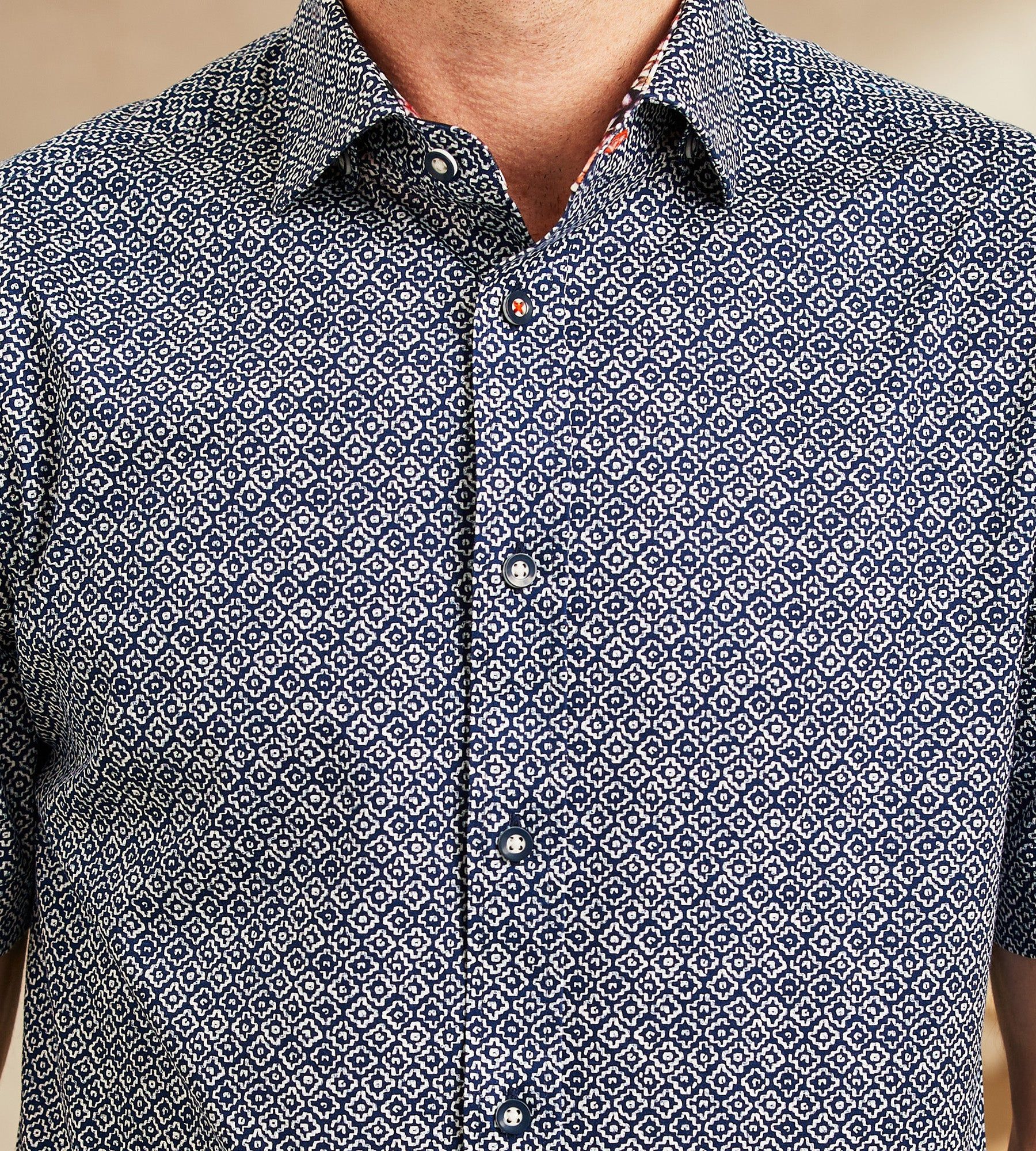 Modern Fit 360° Stretch Geo Print Soft Touch Short-Sleeve Sport Shirt sold by Tip Top product image thumbnail 3