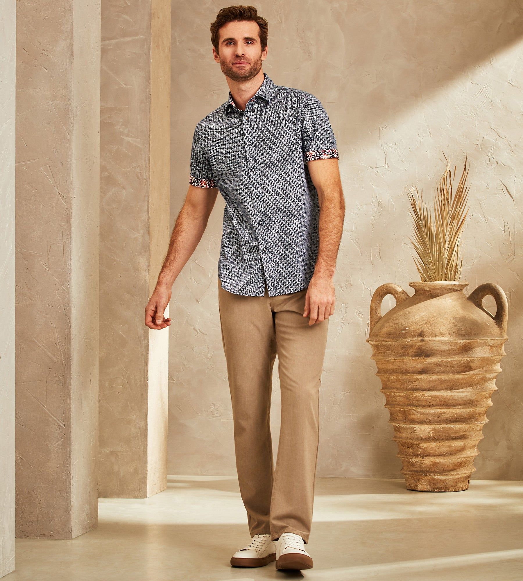 Modern Fit 360° Stretch Geo Print Soft Touch Short-Sleeve Sport Shirt sold by Tip Top product image thumbnail 4