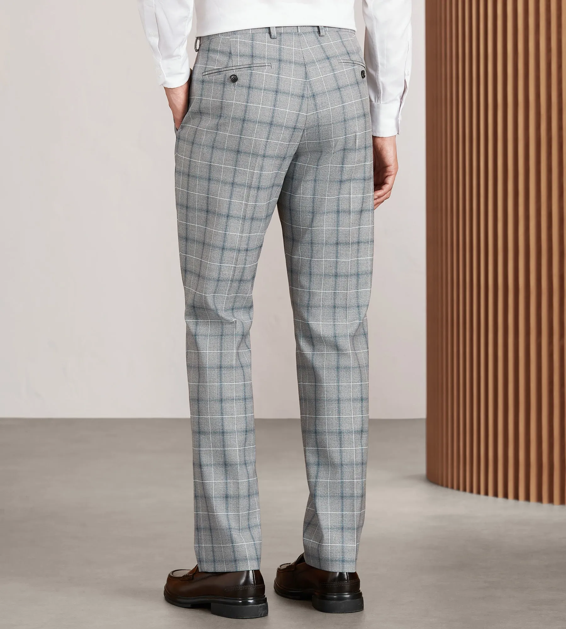 Slim Fit Grey Plaid Suit Pants sold by Tip Top product image thumbnail 3