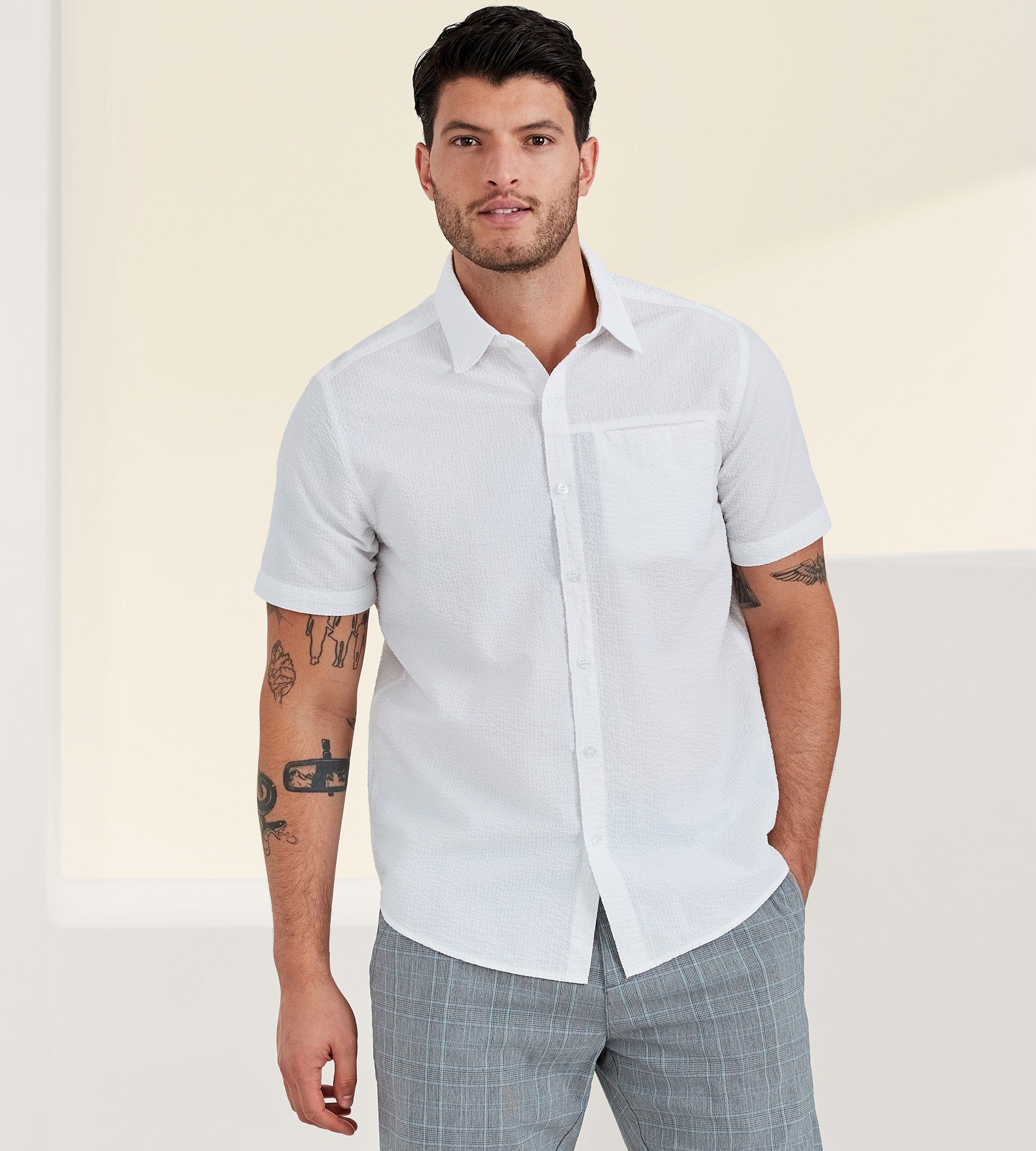Modern Fit Short Sleeve Seersucker Sport Shirt sold by Tip Top product image thumbnail 4
