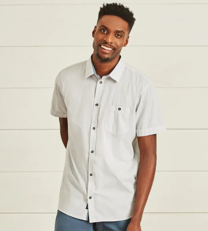 Modern Fit Yarn Dyed Slub Cotton Short-Sleeve Sport Shirt sold by Tip Top