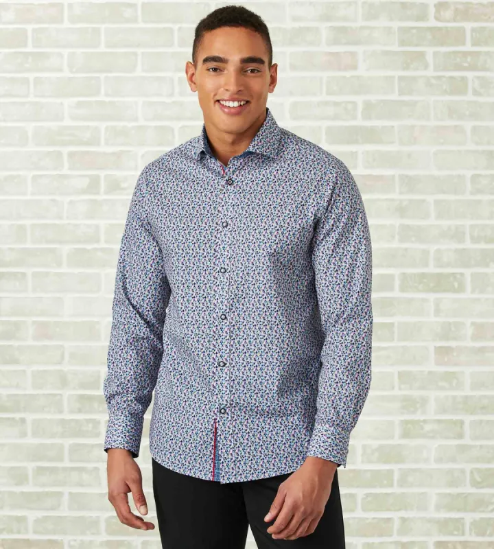 Modern Fit Long-Sleeve Geo Print Sport Shirt sold by Tip Top