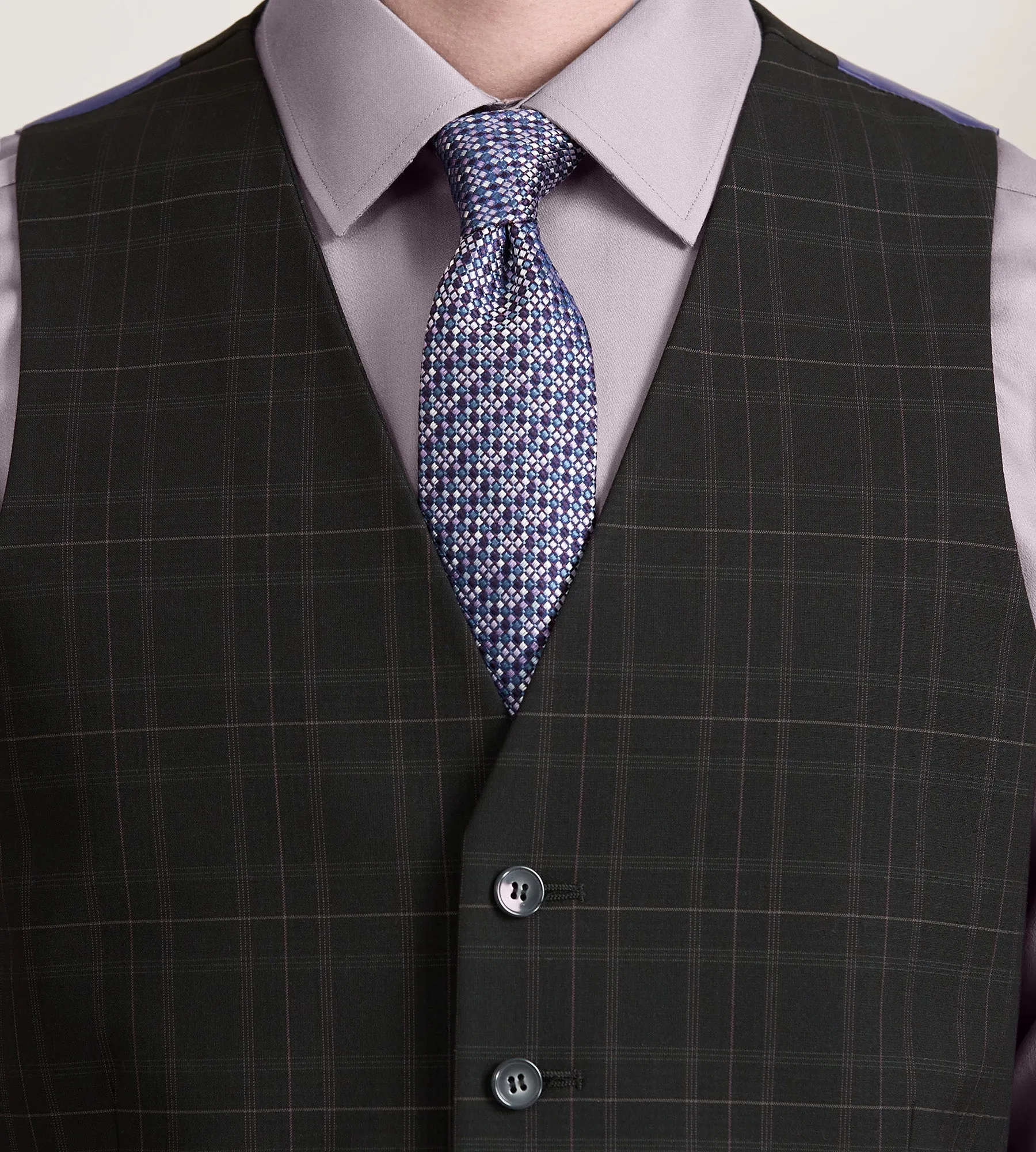 Black Plaid Suit Vest sold by Tip Top product image thumbnail 4