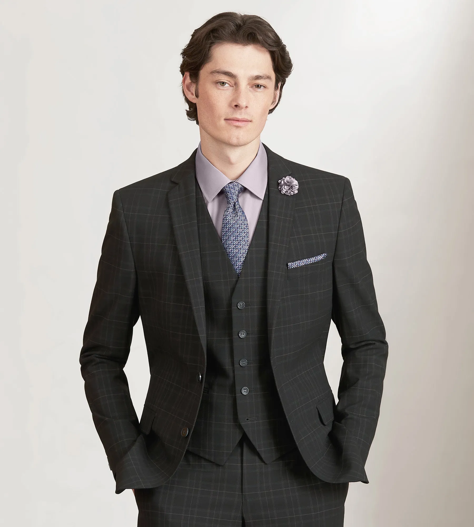 Black Plaid Suit Vest sold by Tip Top product image thumbnail 3