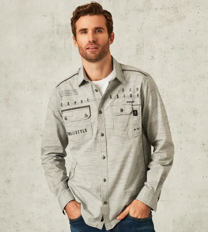 Modern Fit Long-Sleeve Sport Shirt with Front Patch Pockets sold by Tip Top