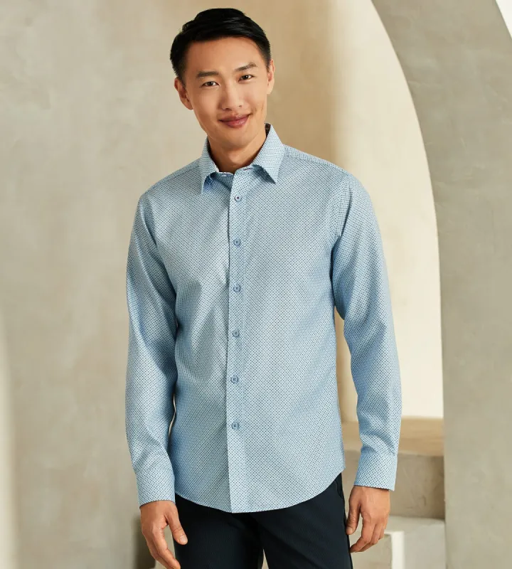 Modern Fit Non-Iron Geo Print Long-Sleeve Sport Shirt sold by Tip Top