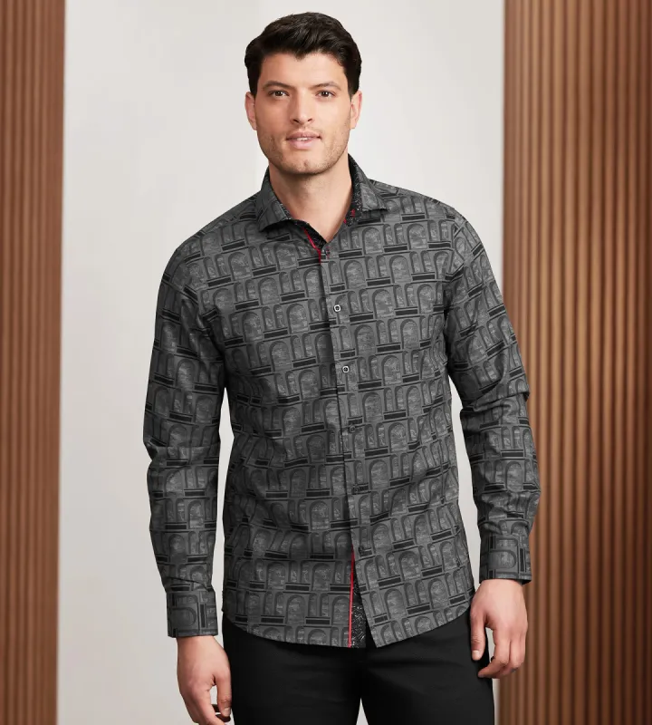 Modern Fit Long Sleeve Single Collar Printed Sport Shirt sold by Tip Top