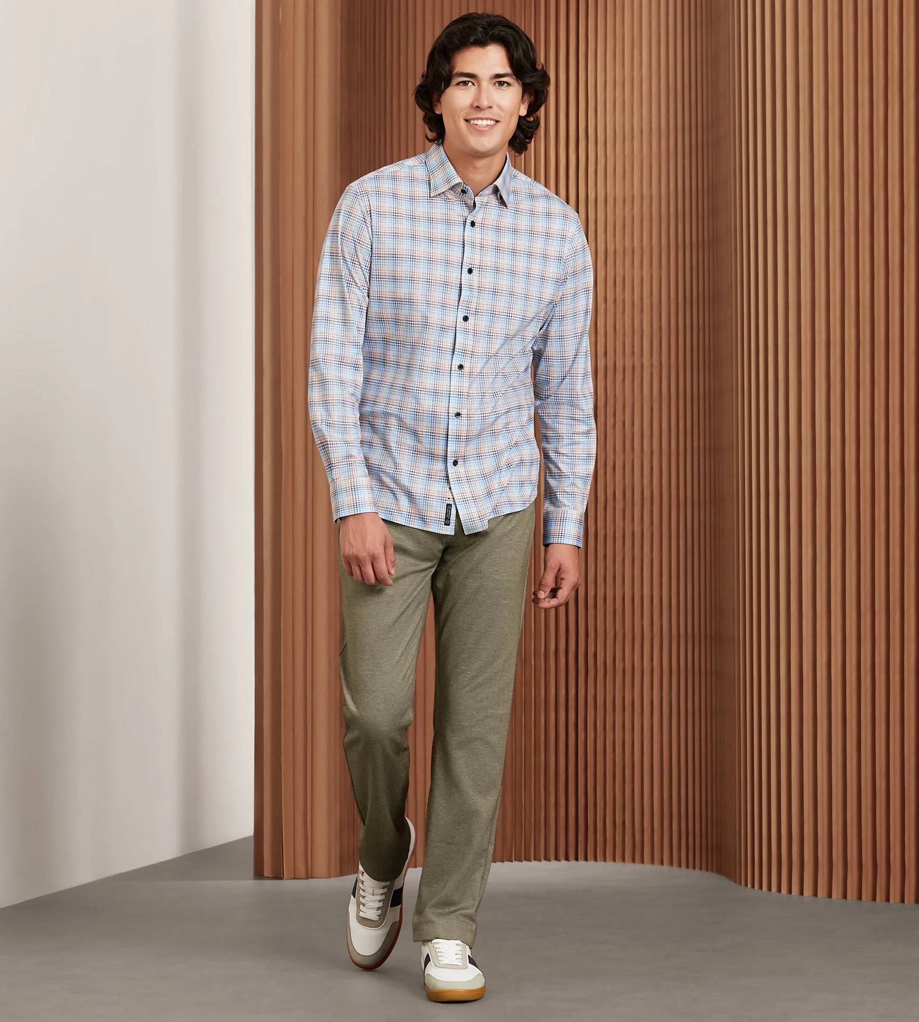 Modern Fit 360 Stretch Long Sleeve Plaid Printed Sport Shirt sold by Tip Top product image thumbnail 3