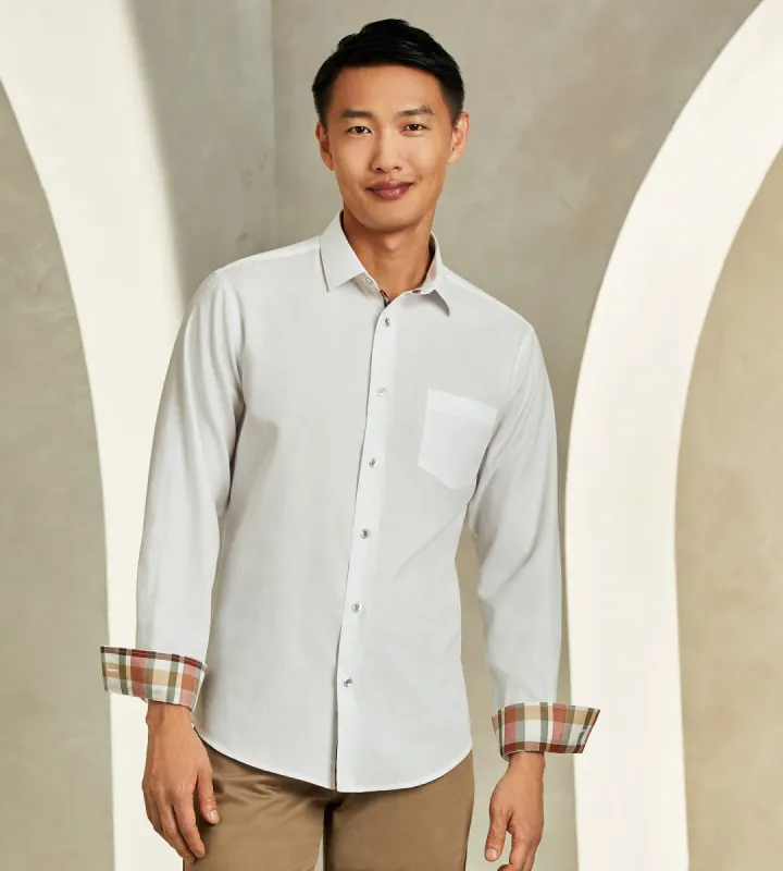 Modern Fit Long-Sleeve Solid One-Pocket Sport Shirt sold by Tip Top