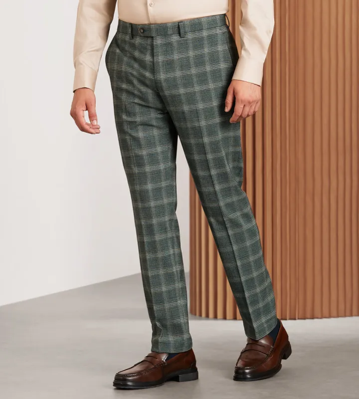 Slim Fit Green Plaid Suit Pants sold by Tip Top