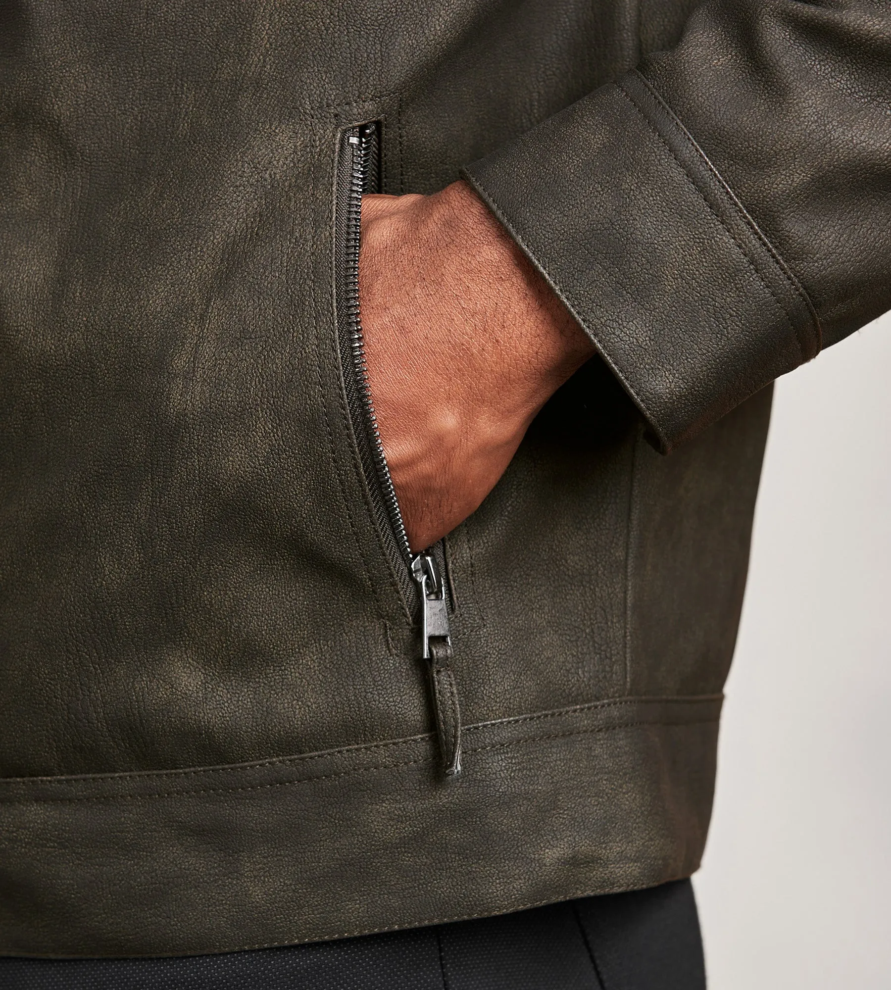 Modern Fit Distressed Vegan Leather Moto Jacket sold by Tip Top product image thumbnail 4