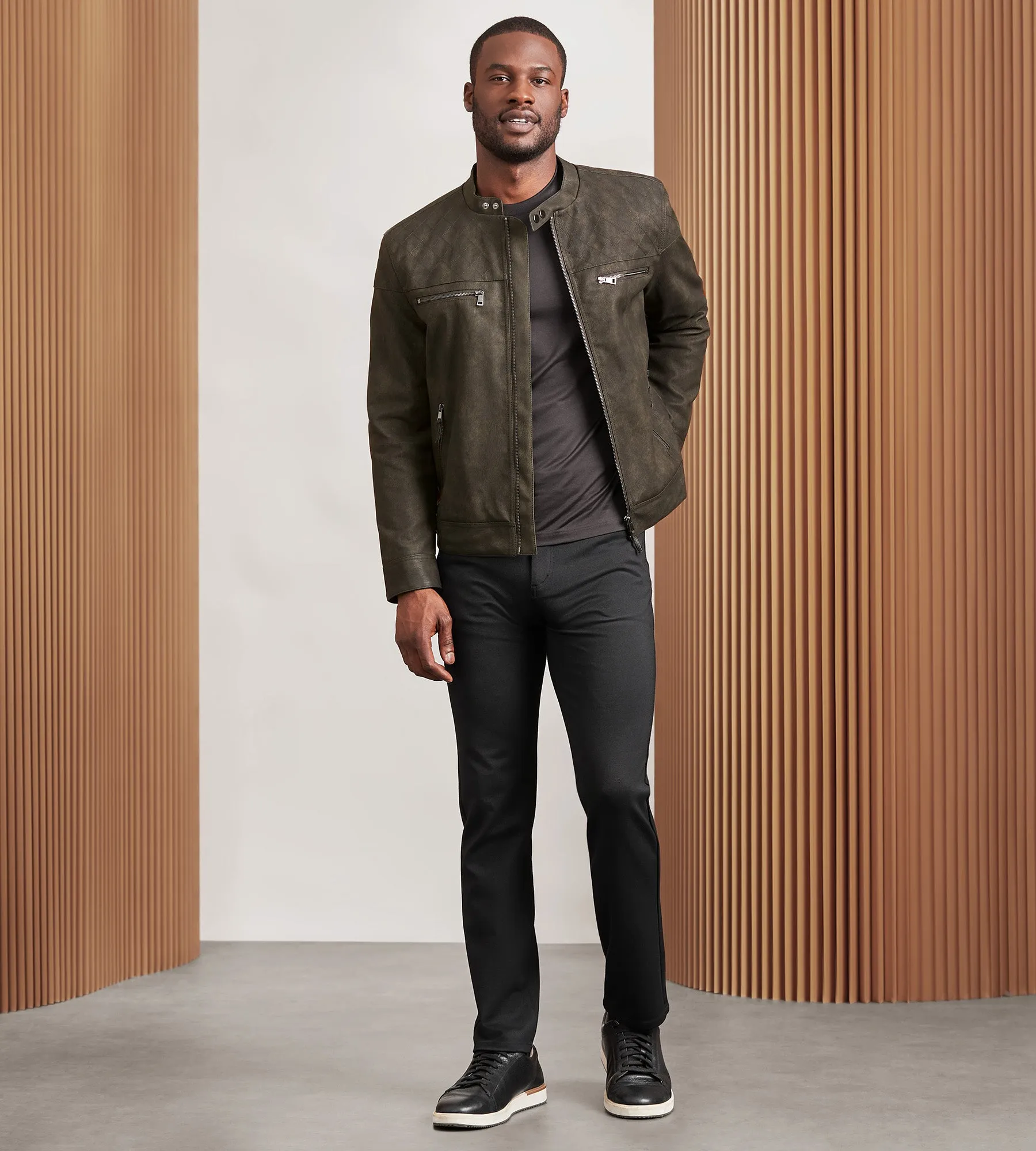 Modern Fit Distressed Vegan Leather Moto Jacket sold by Tip Top product image thumbnail 5