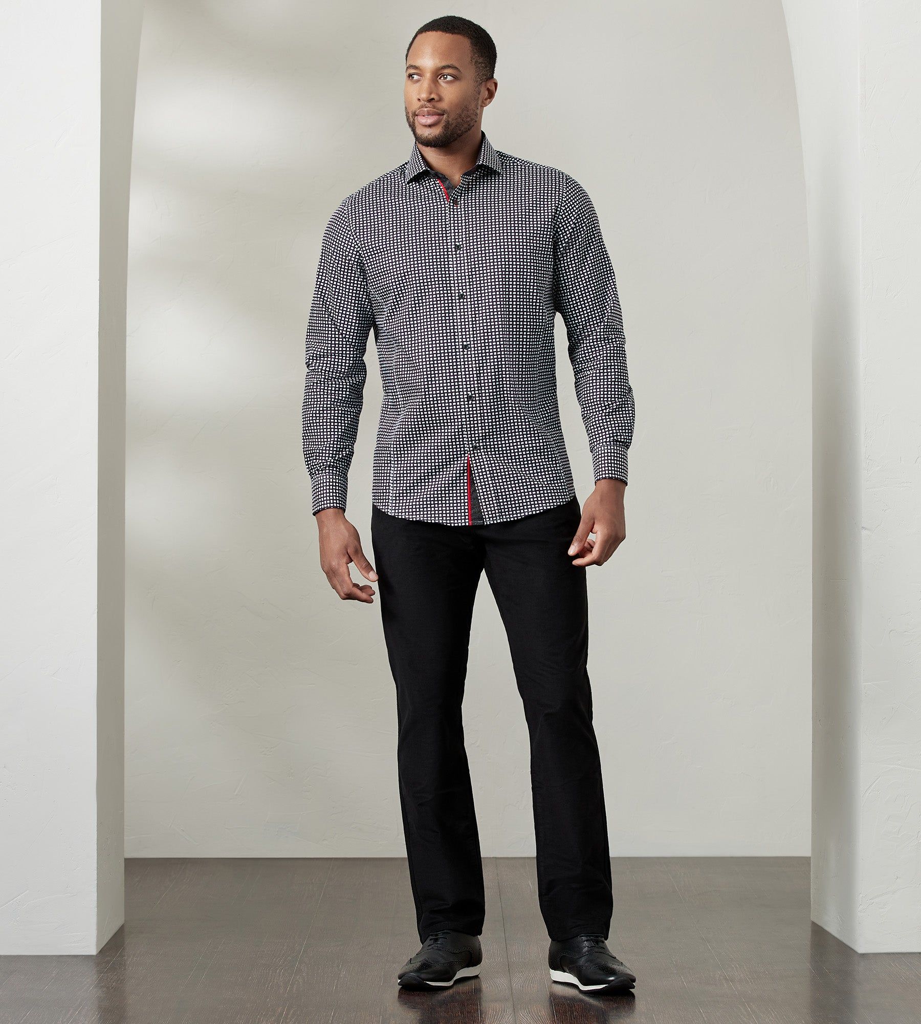 Modern Fit Long Sleeve Geo Print Sport Shirt sold by Tip Top product image thumbnail 5