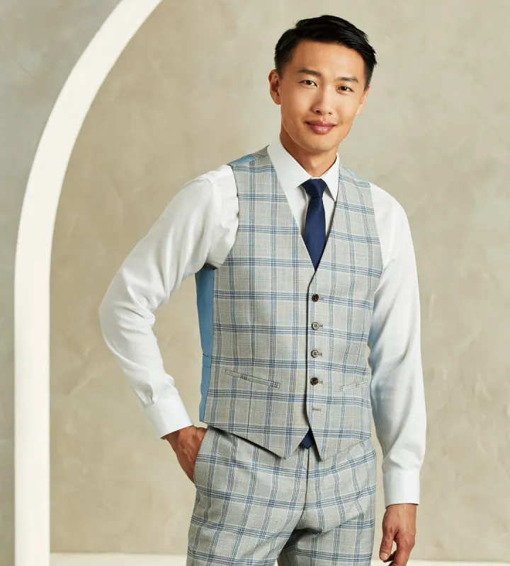 Slim Fit Check Suit Separate Vest sold by Tip Top
