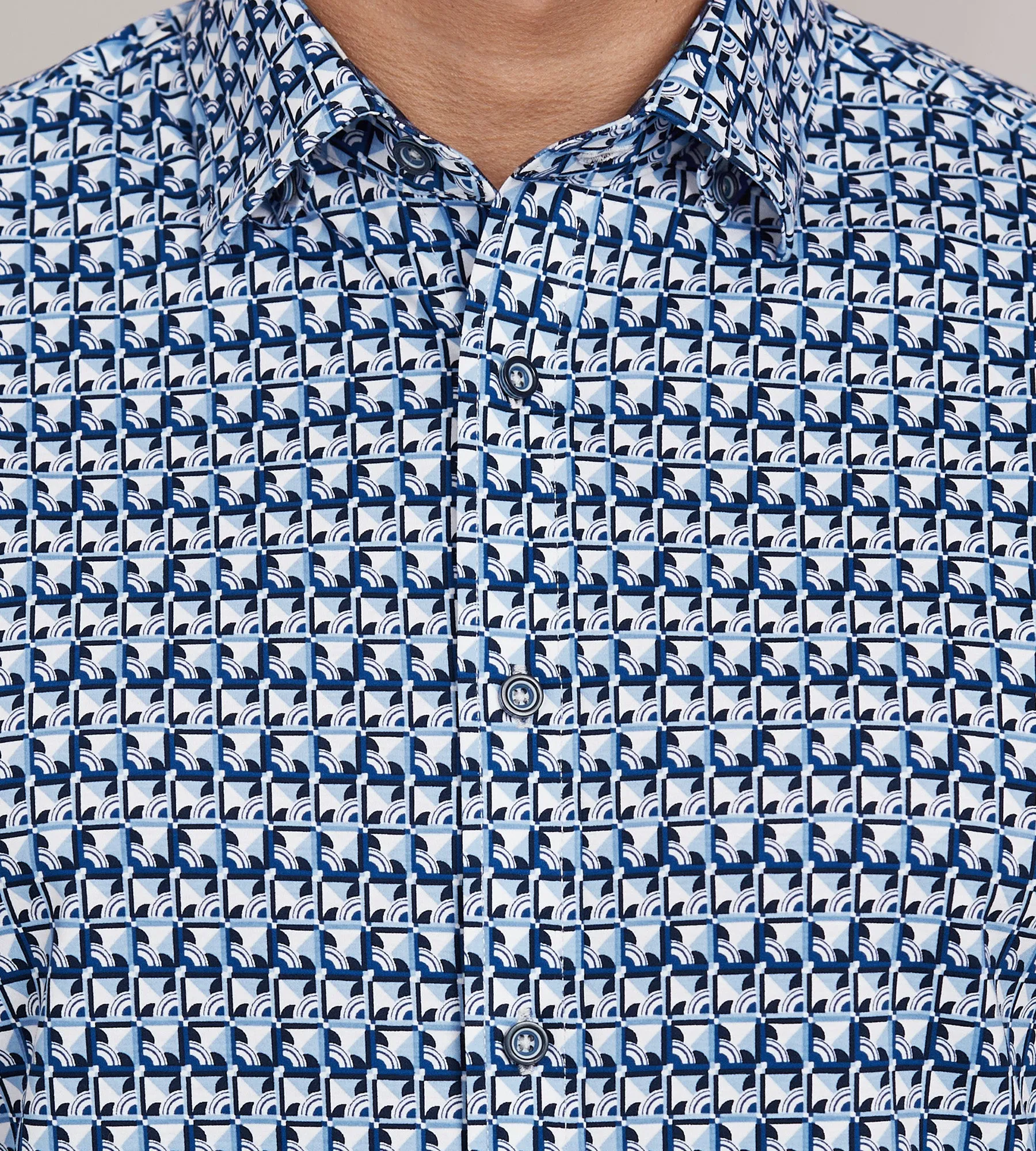 Modern Fit 360 Stretch Long Sleeve Geo Printed Sport Shirt sold by Tip Top product image thumbnail 2