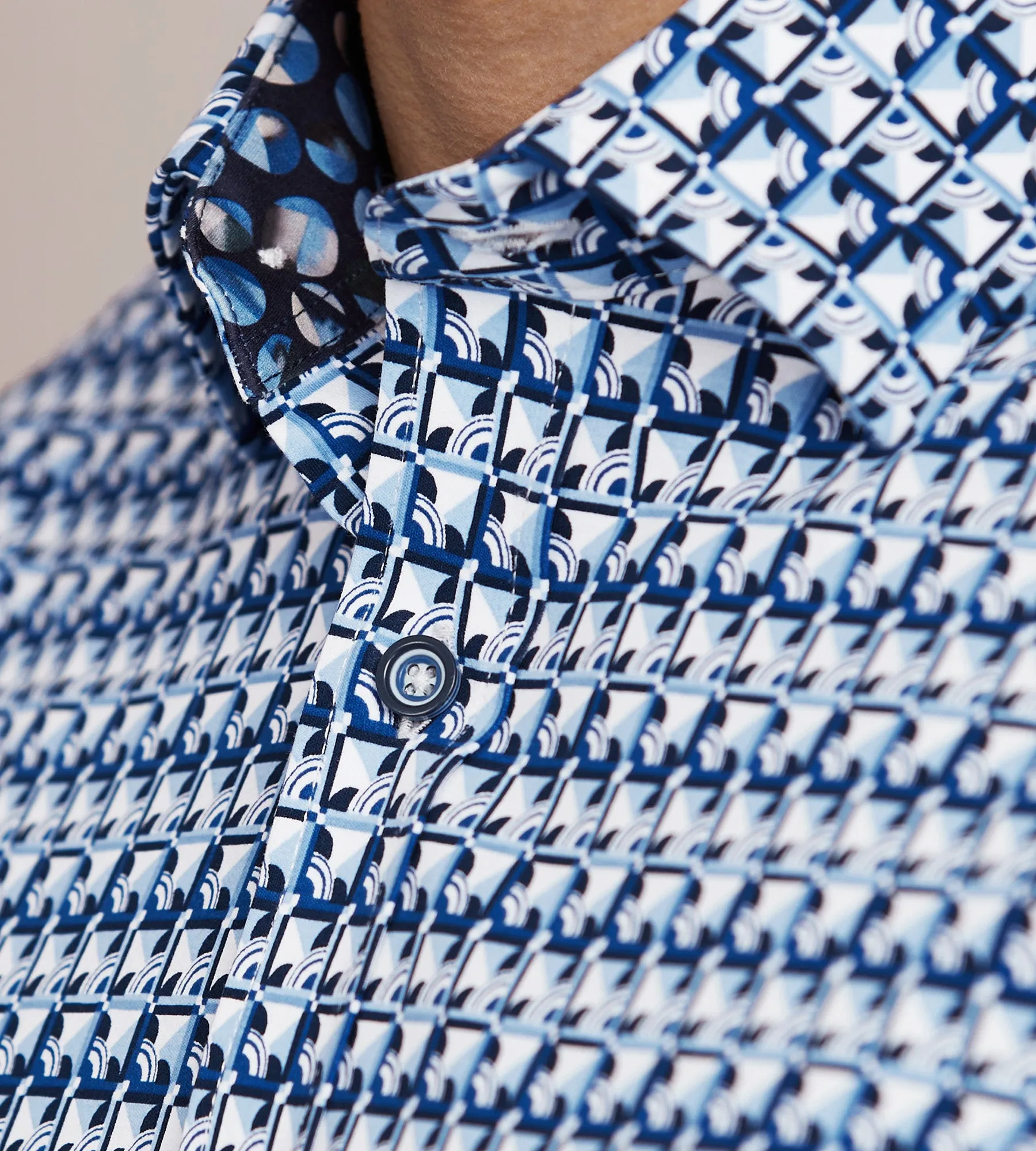 Modern Fit 360 Stretch Long Sleeve Geo Printed Sport Shirt sold by Tip Top product image thumbnail 3