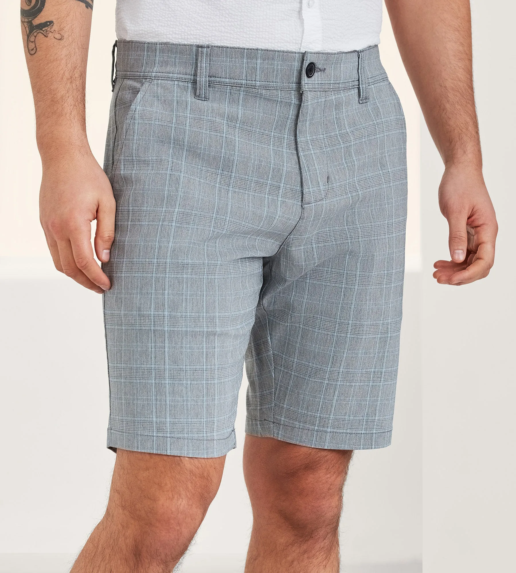 Modern Fit Plaid Chino Shorts sold by Tip Top