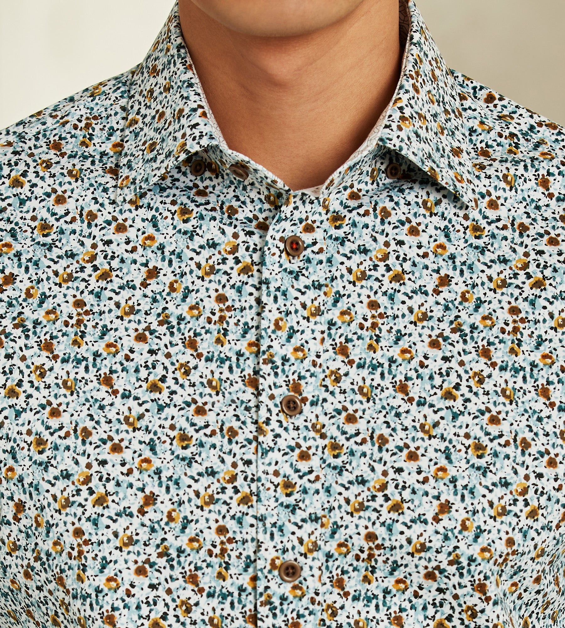 Slim Fit 360° Stretch Floral Print Soft Touch Long-Sleeve Sport Shirt sold by Tip Top product image thumbnail 2