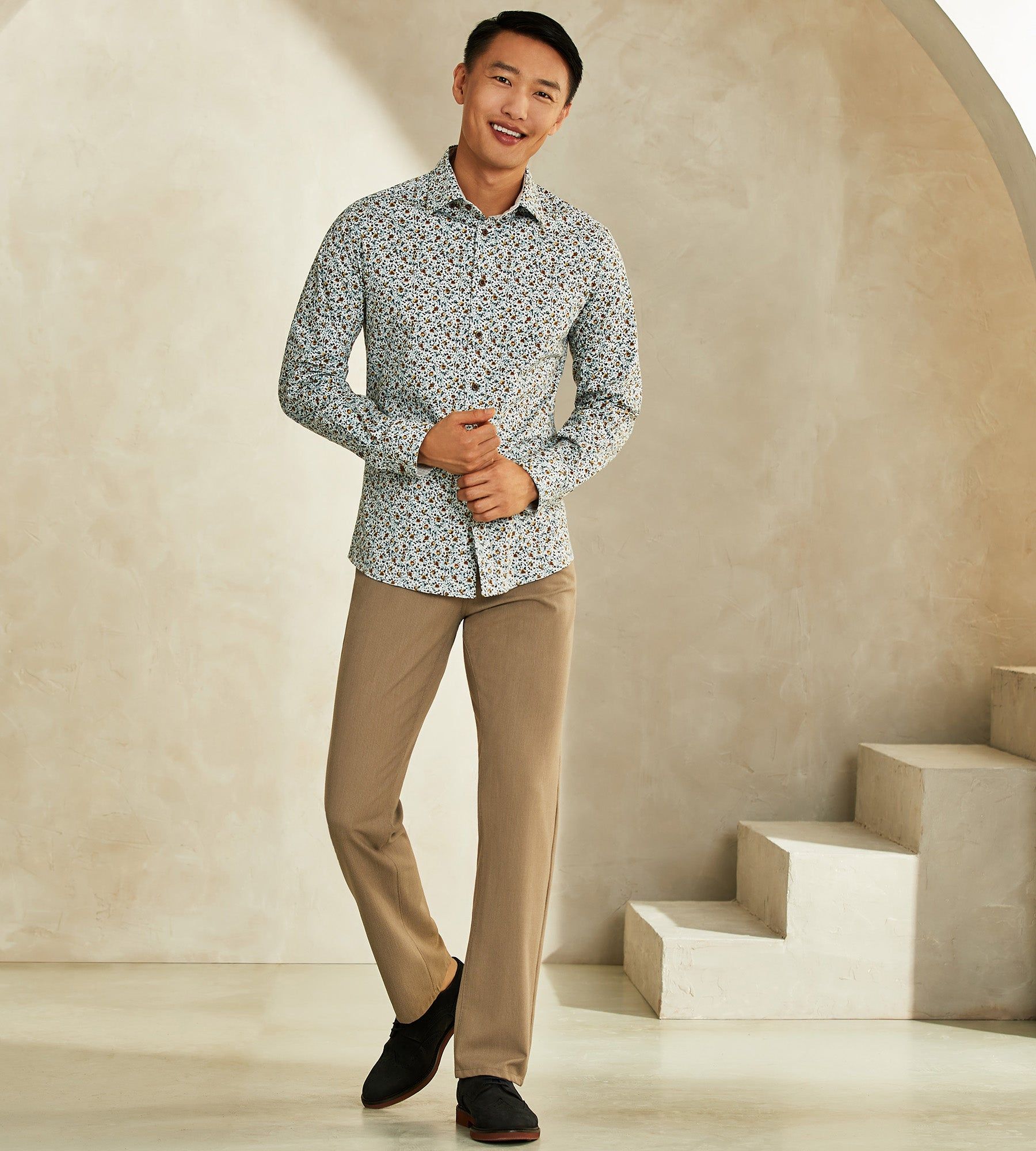 Slim Fit 360° Stretch Floral Print Soft Touch Long-Sleeve Sport Shirt sold by Tip Top product image thumbnail 4