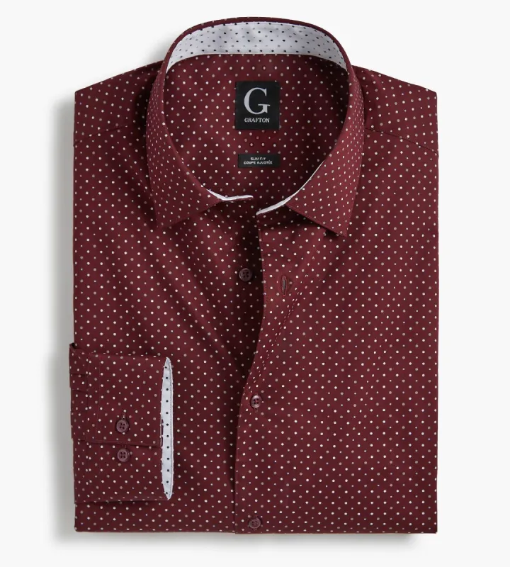 Slim Fit Dot Print Performance Dress Shirt sold by Tip Top