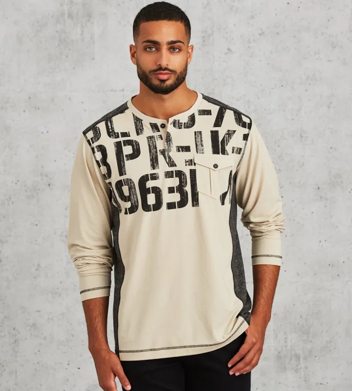 Modern Fit Long Sleeve Henley With Patch Pocket sold by Tip Top
