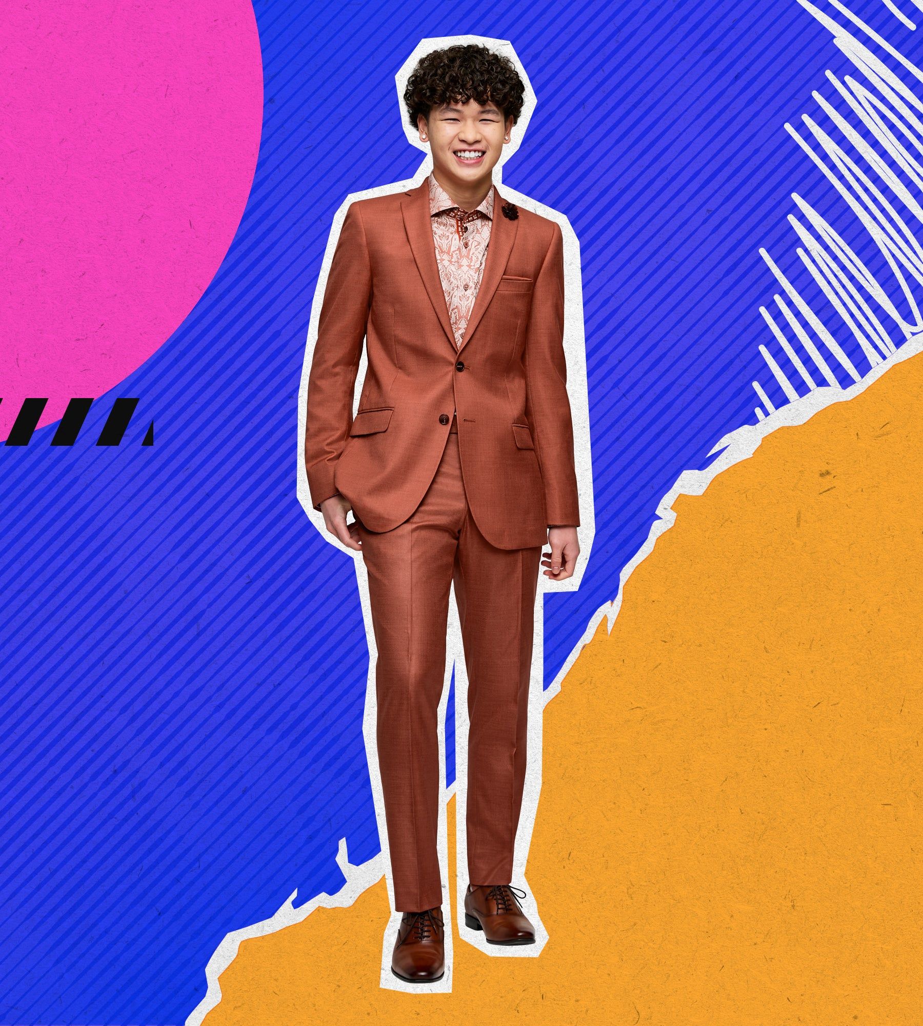 Rust Suit Prom Look sold by Tip Top