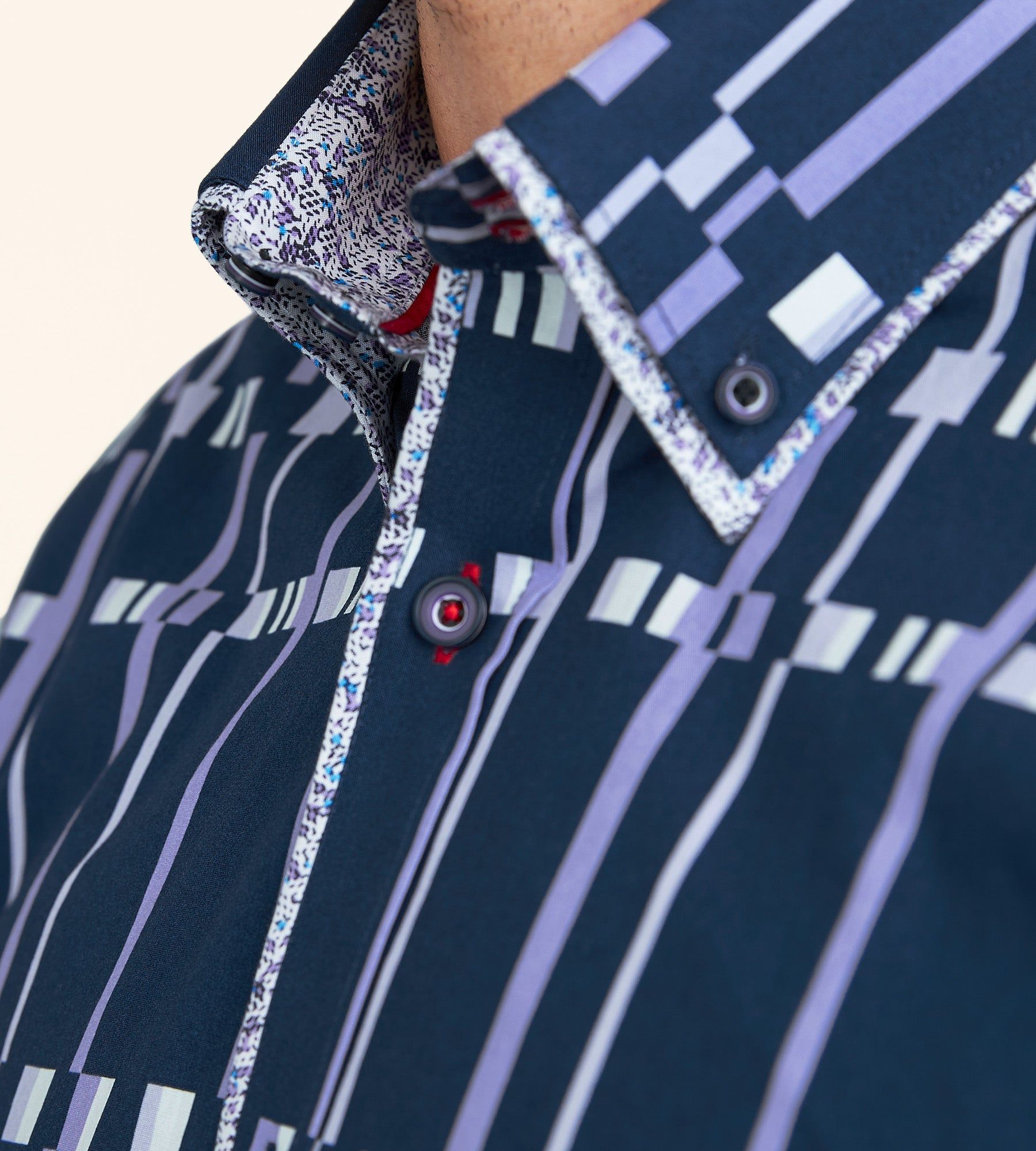 Modern Fit Long Sleeve Double-Collar Geo Pattern Sport Shirt sold by Tip Top product image thumbnail 3