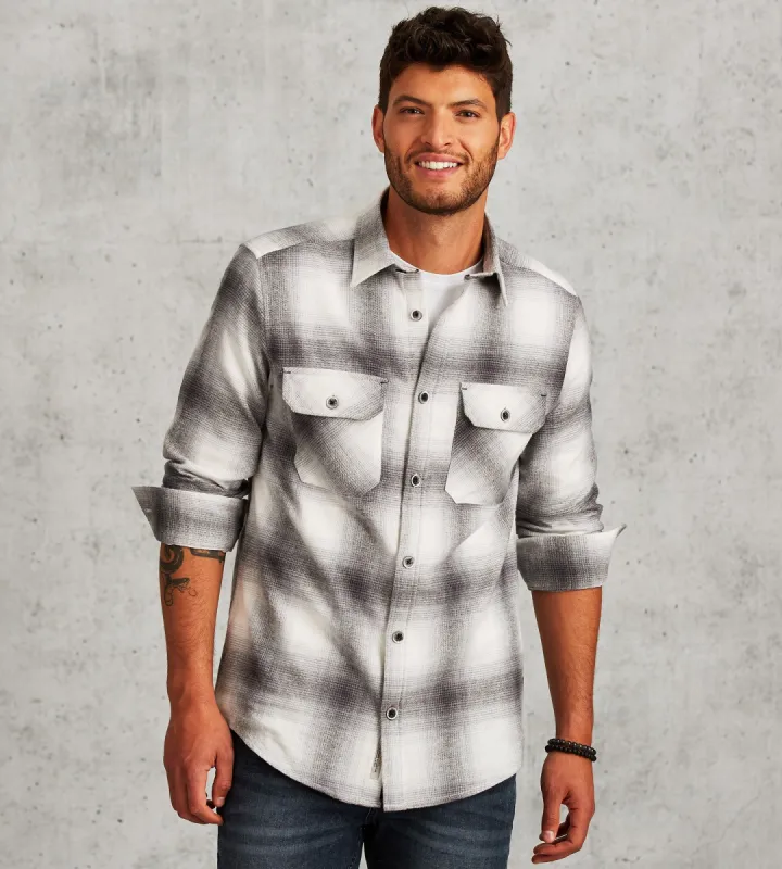 Modern Fit Long Sleeve Brushed Flannel Plaid Button-Front Sport Shirt sold by Tip Top