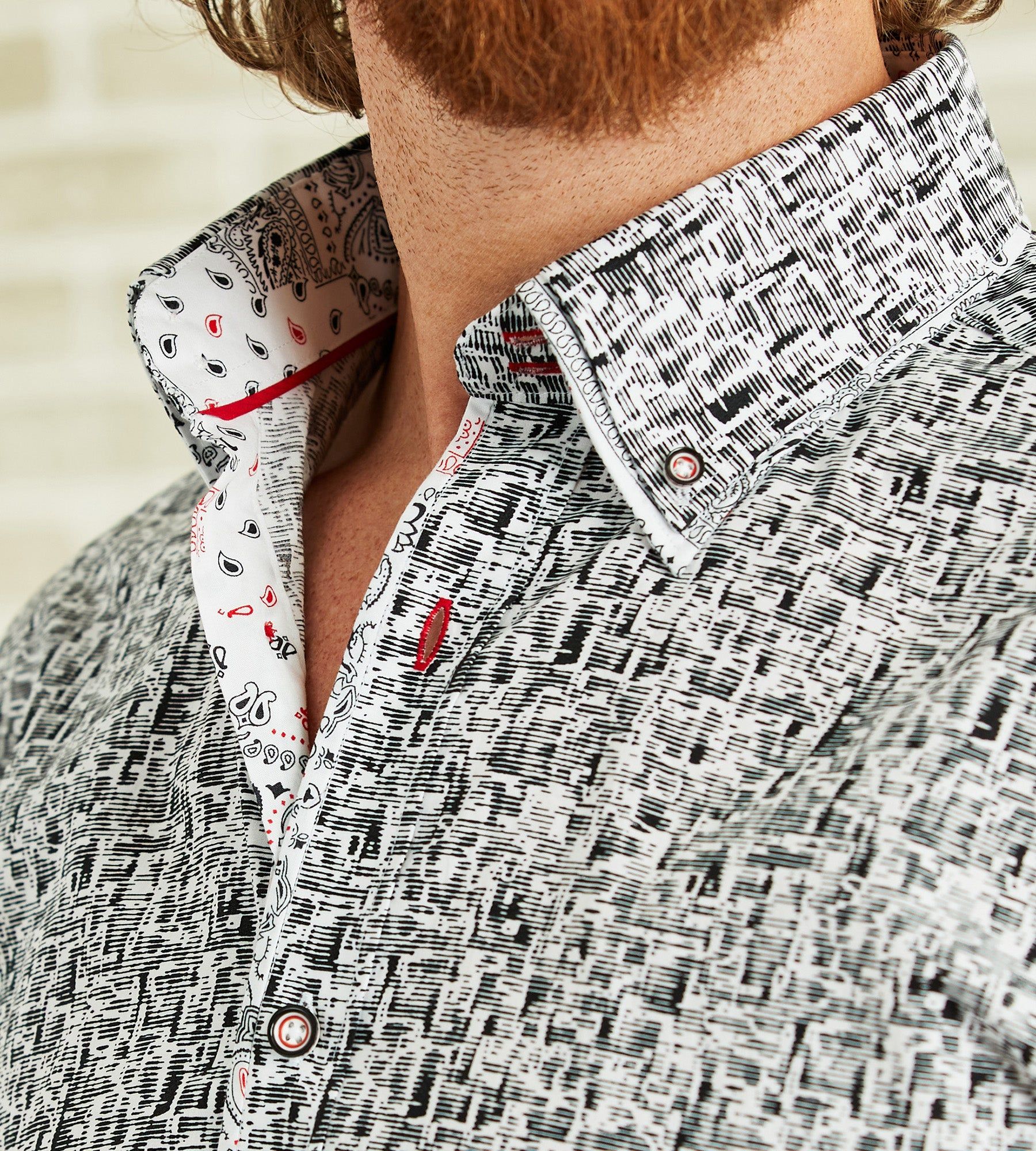 Modern Fit Long-Sleeve Double-Collar Textured Print Sport Shirt sold by Tip Top product image thumbnail 3