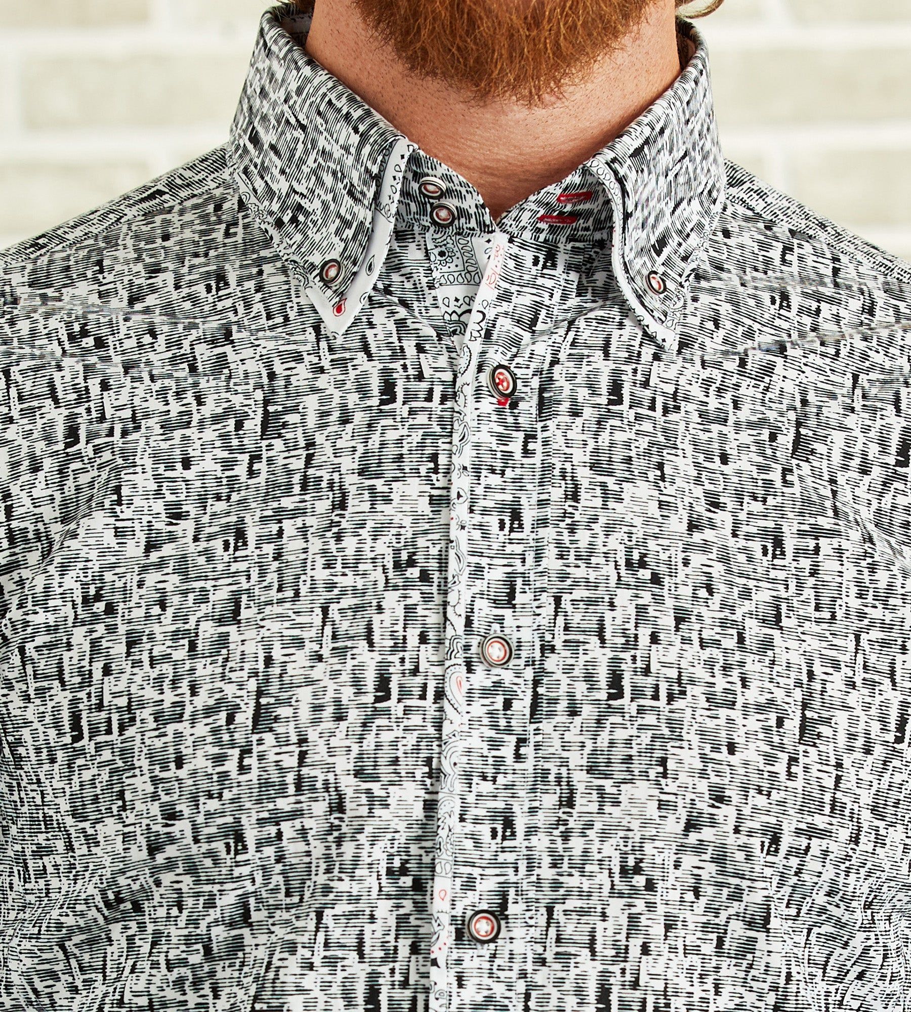 Modern Fit Long-Sleeve Double-Collar Textured Print Sport Shirt sold by Tip Top product image thumbnail 2