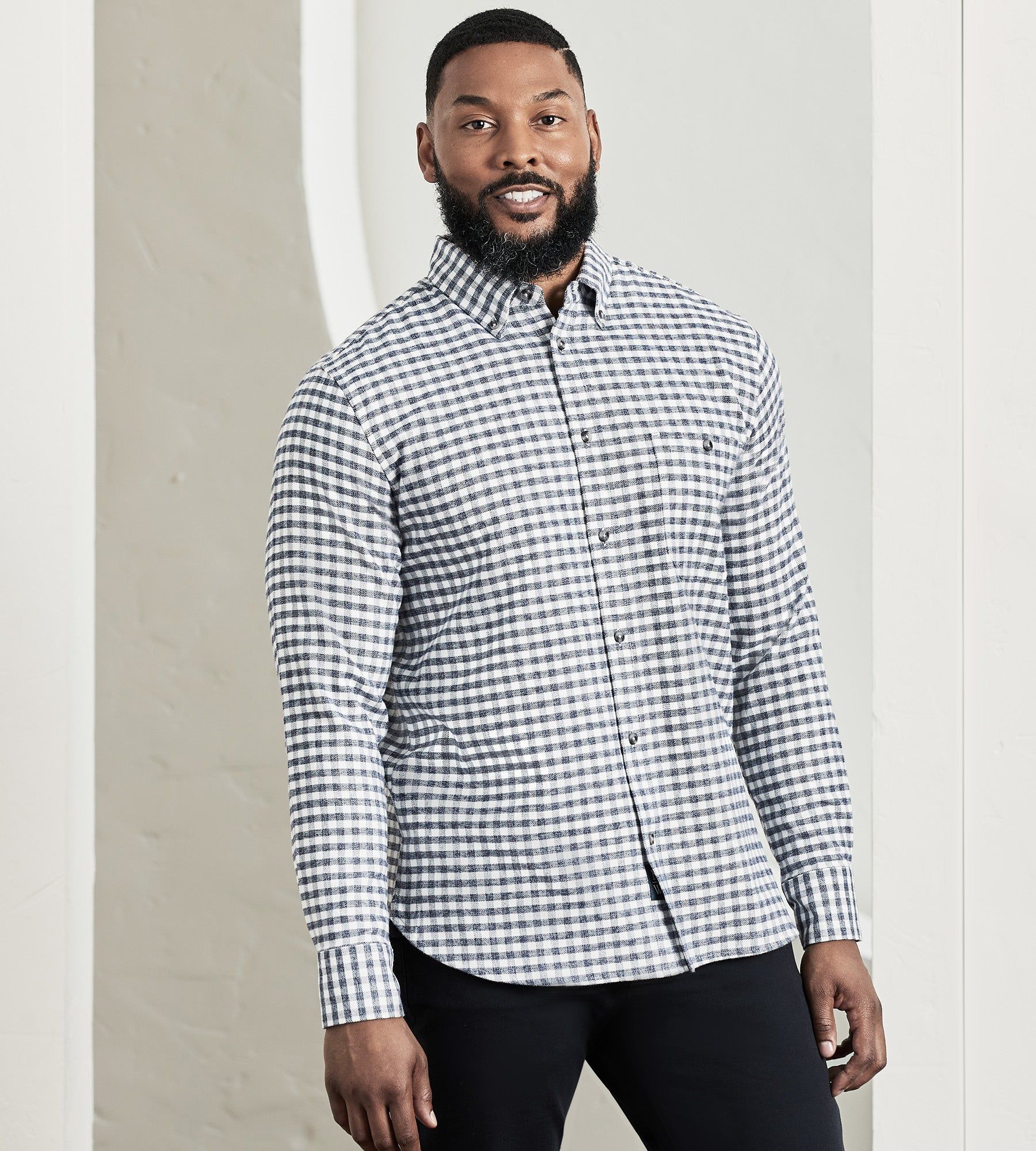 Modern Fit Long Sleeve Soft Touch Plaid Flannel Sport Shirt sold by Tip Top