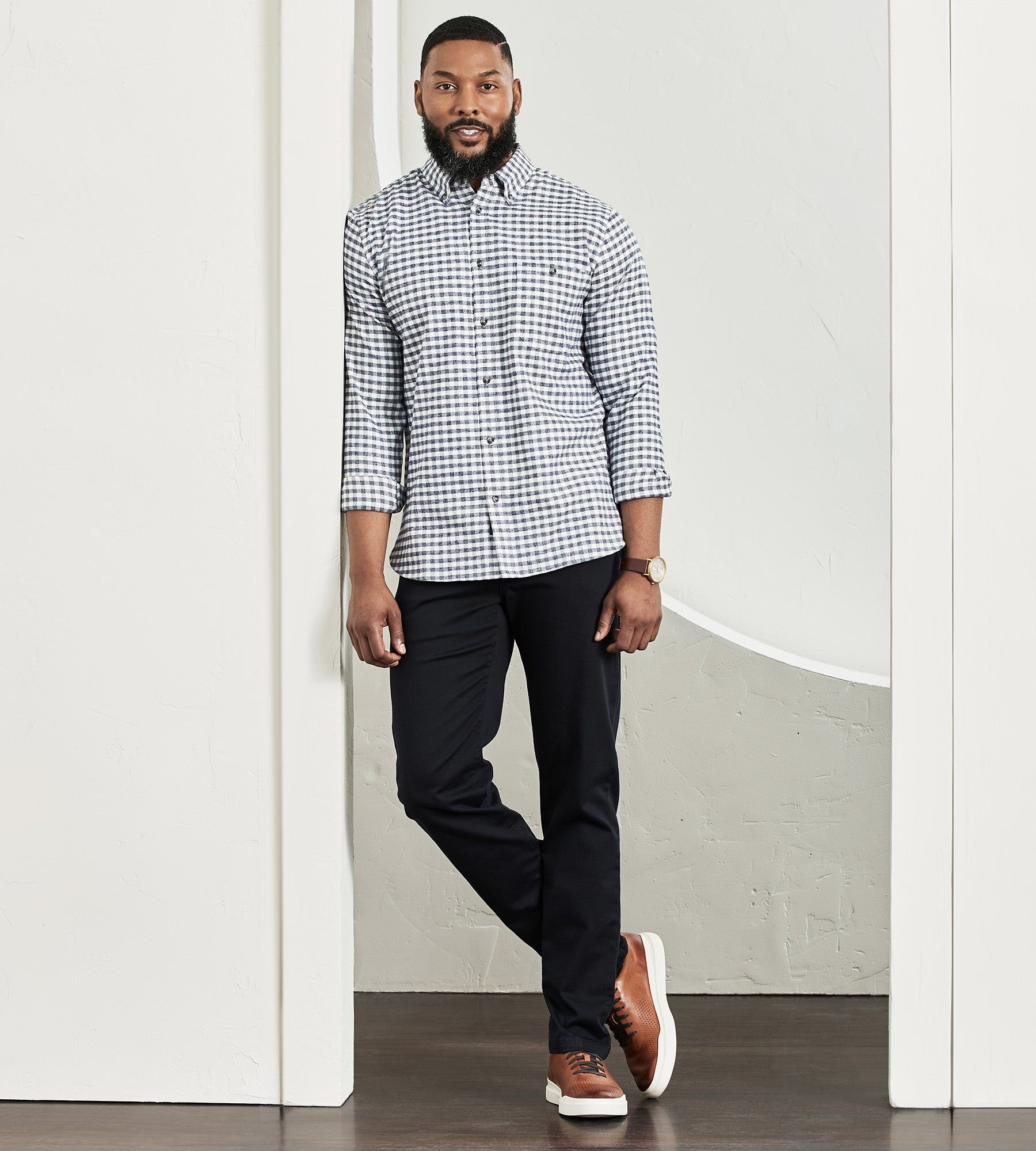 Modern Fit Long Sleeve Soft Touch Plaid Flannel Sport Shirt sold by Tip Top product image thumbnail 3