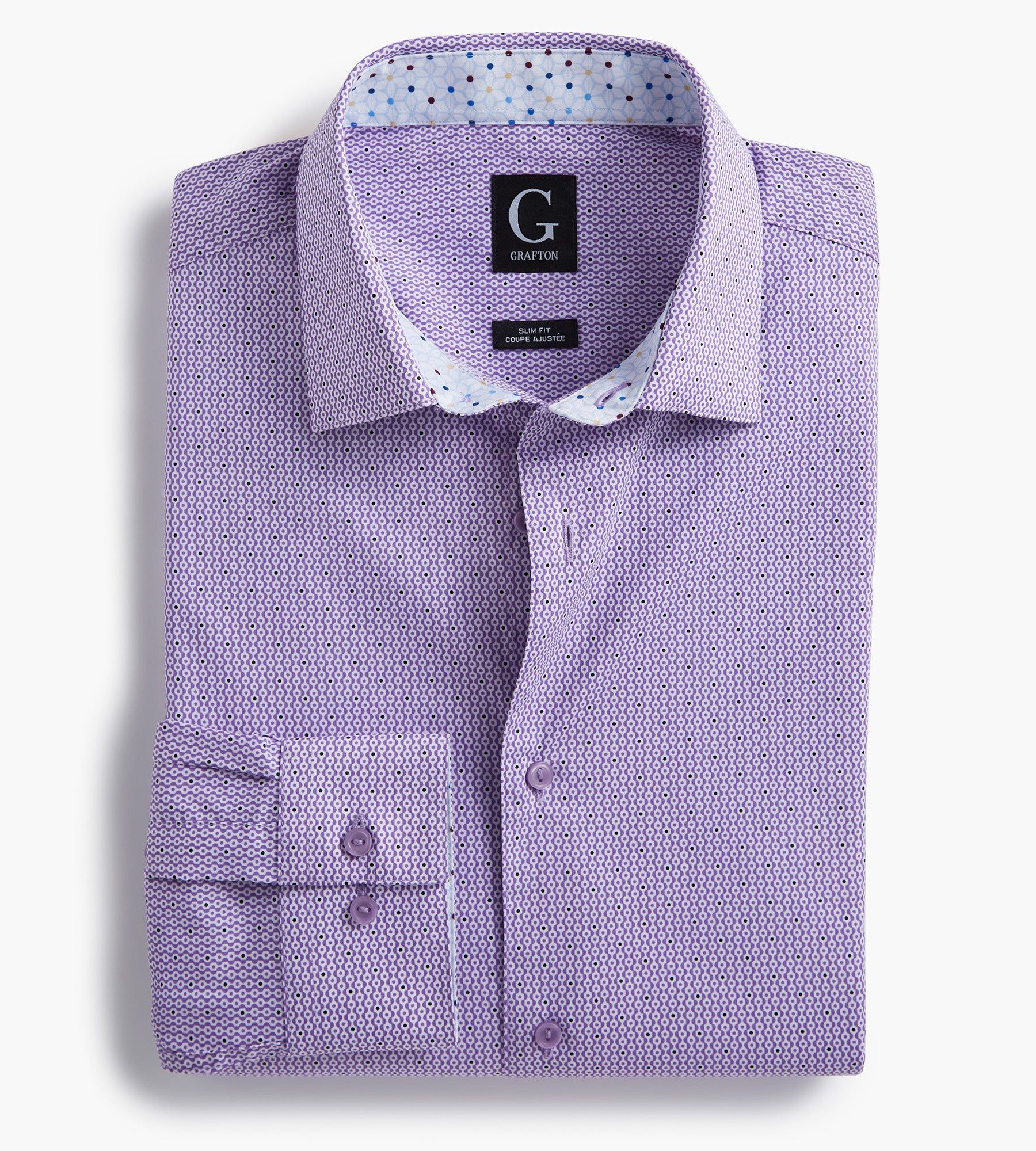 Slim Fit Dot Print Performance Dress Shirt sold by Tip Top