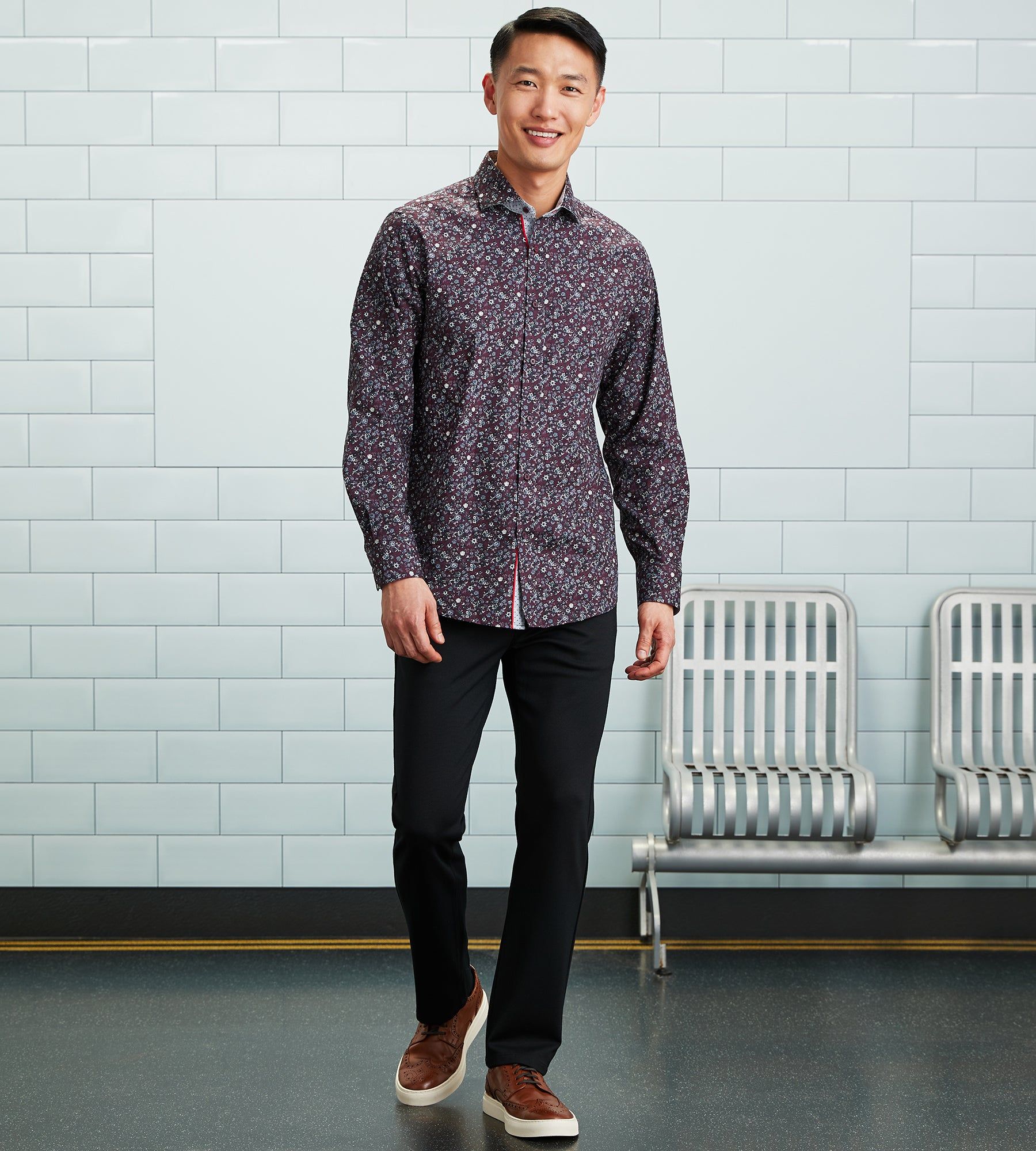 Modern Fit Long Sleeve Floral Print Sport Shirt sold by Tip Top product image thumbnail 4