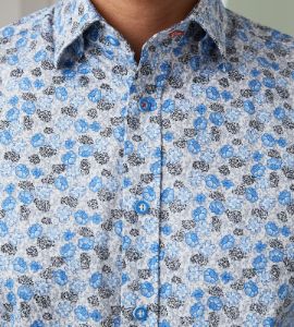 Modern Fit Long Sleeve 360° Stretch Floral Print Sport Shirt sold by Tip Top