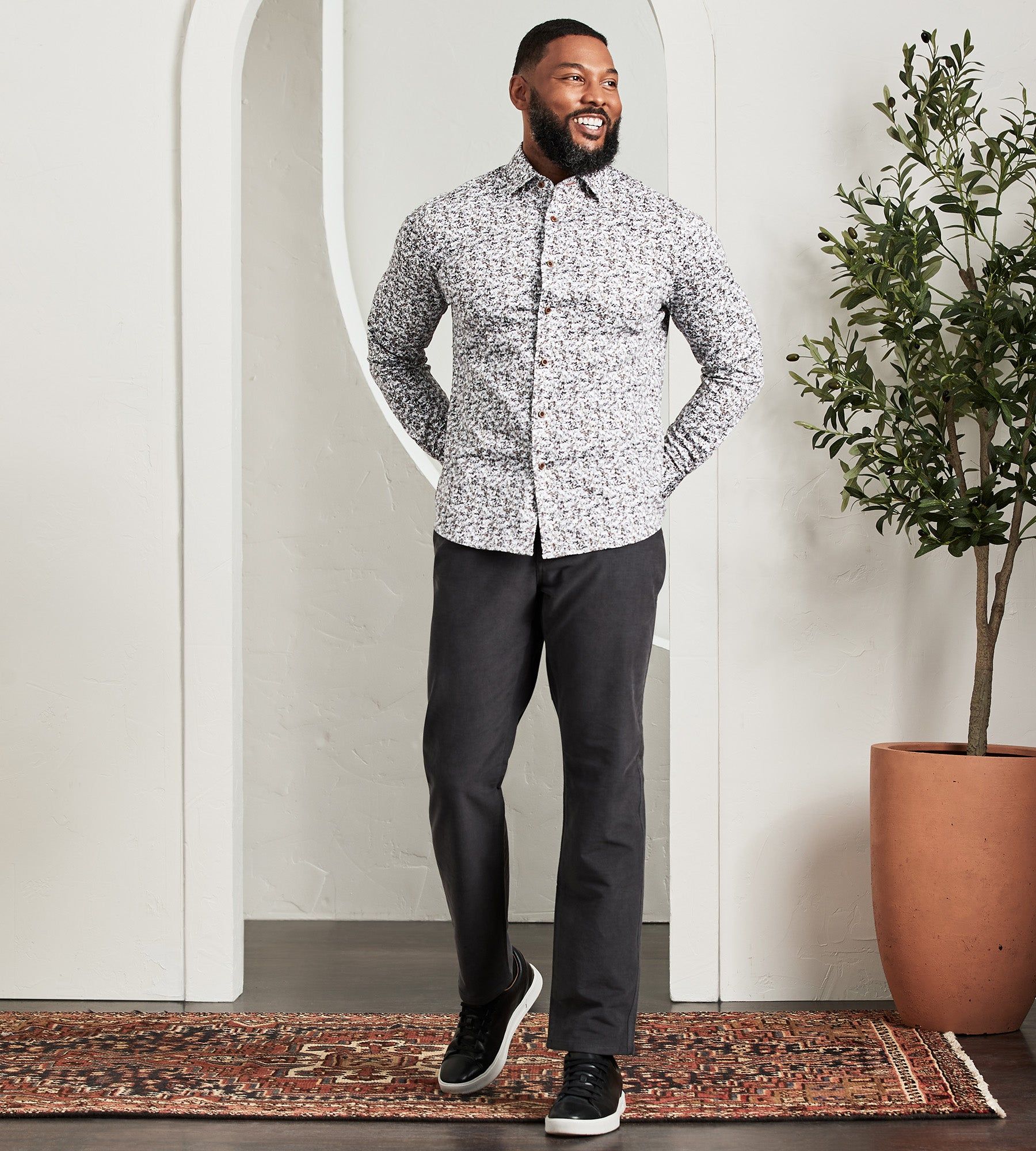 Modern Fit Long Sleeve 360° Stretch Water Colour Print Sport Shirt sold by Tip Top product image thumbnail 3