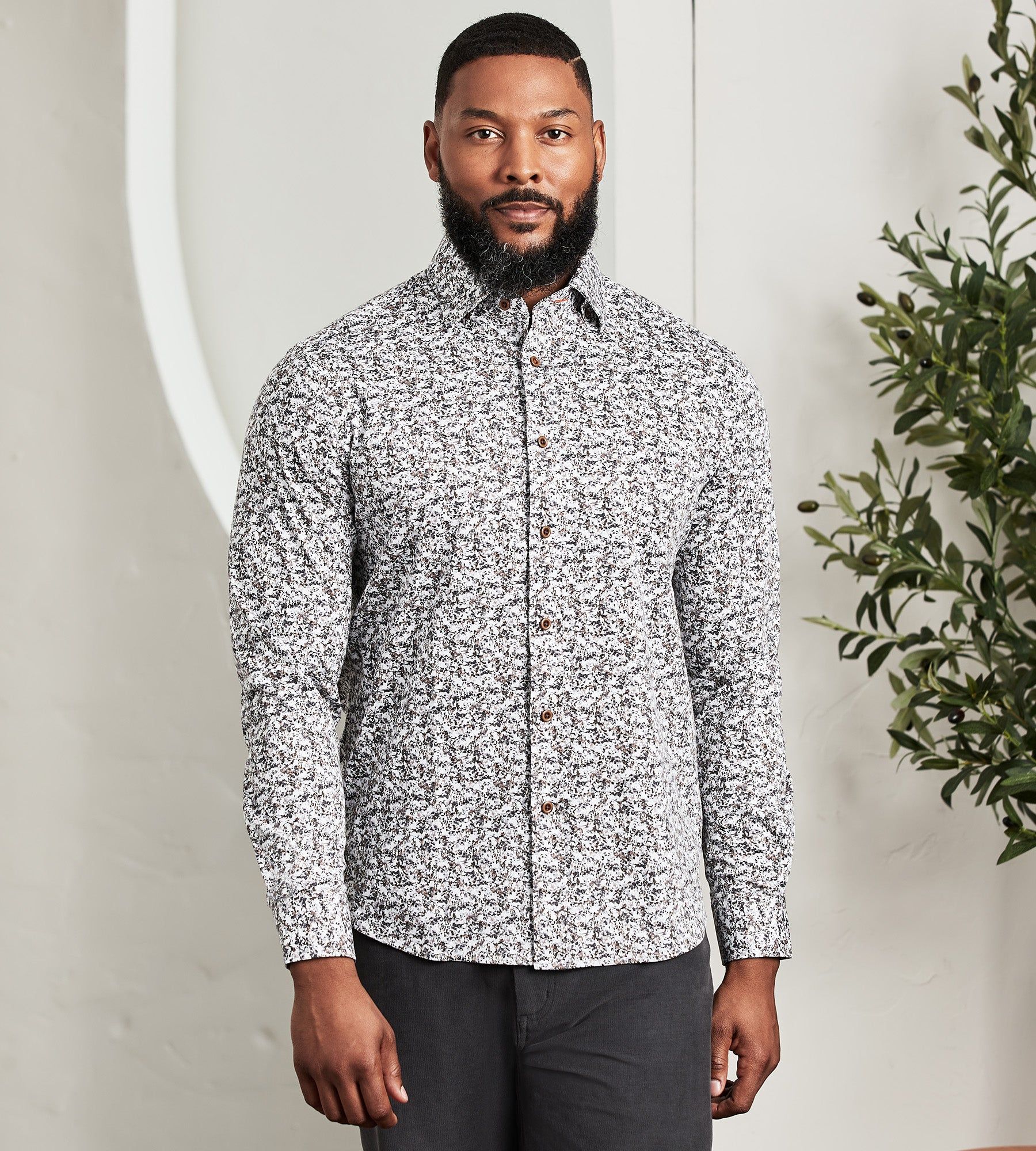 Modern Fit Long Sleeve 360° Stretch Water Colour Print Sport Shirt sold by Tip Top