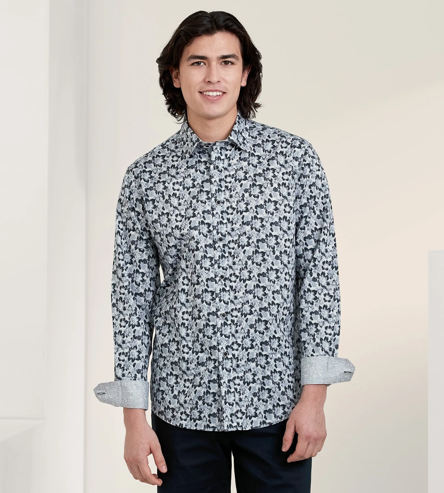 Modern Fit Non-Iron Long Sleeve Floral Pattern Sport Shirt sold by Tip Top