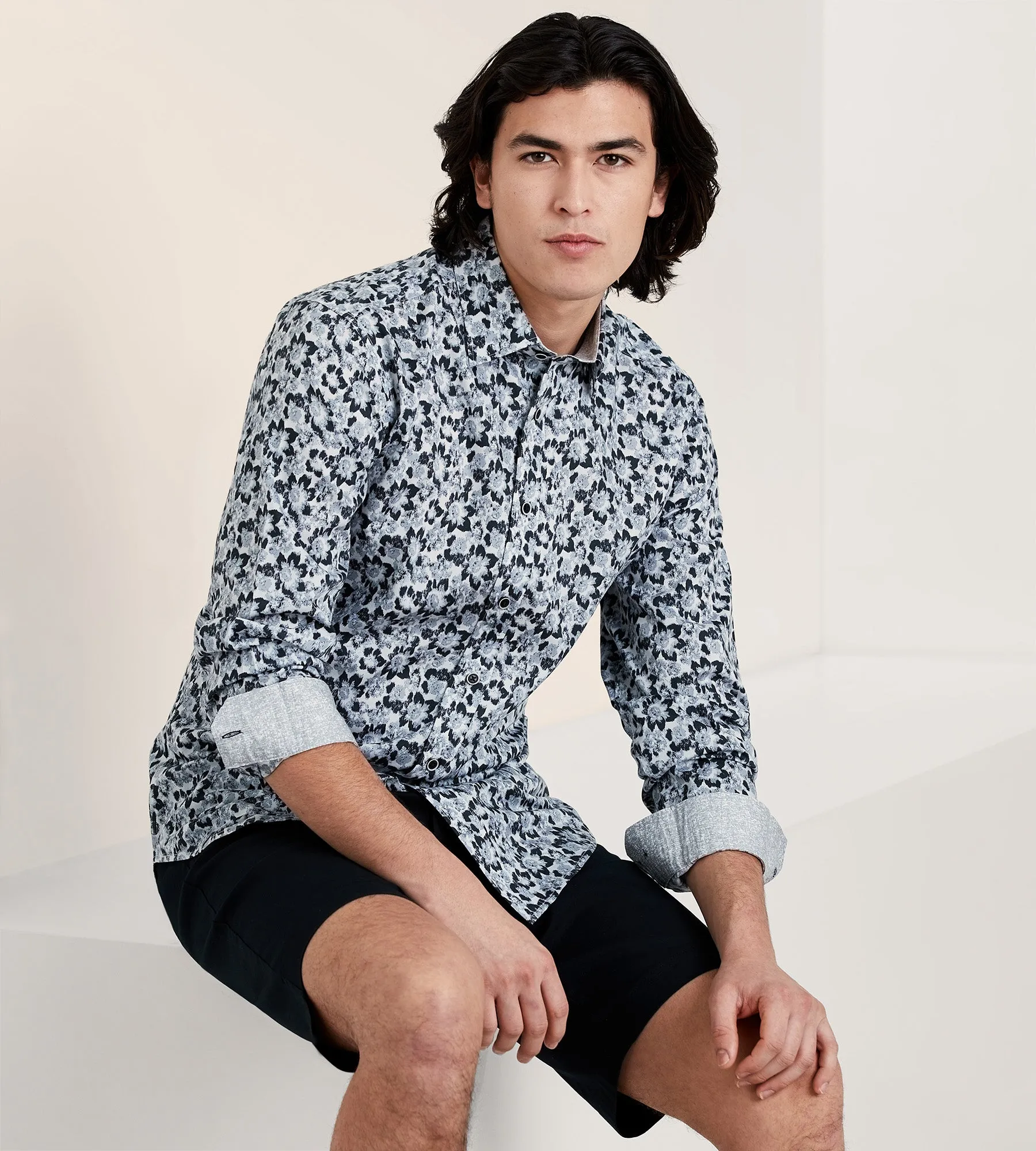 Modern Fit Non-Iron Long Sleeve Floral Pattern Sport Shirt sold by Tip Top product image thumbnail 2