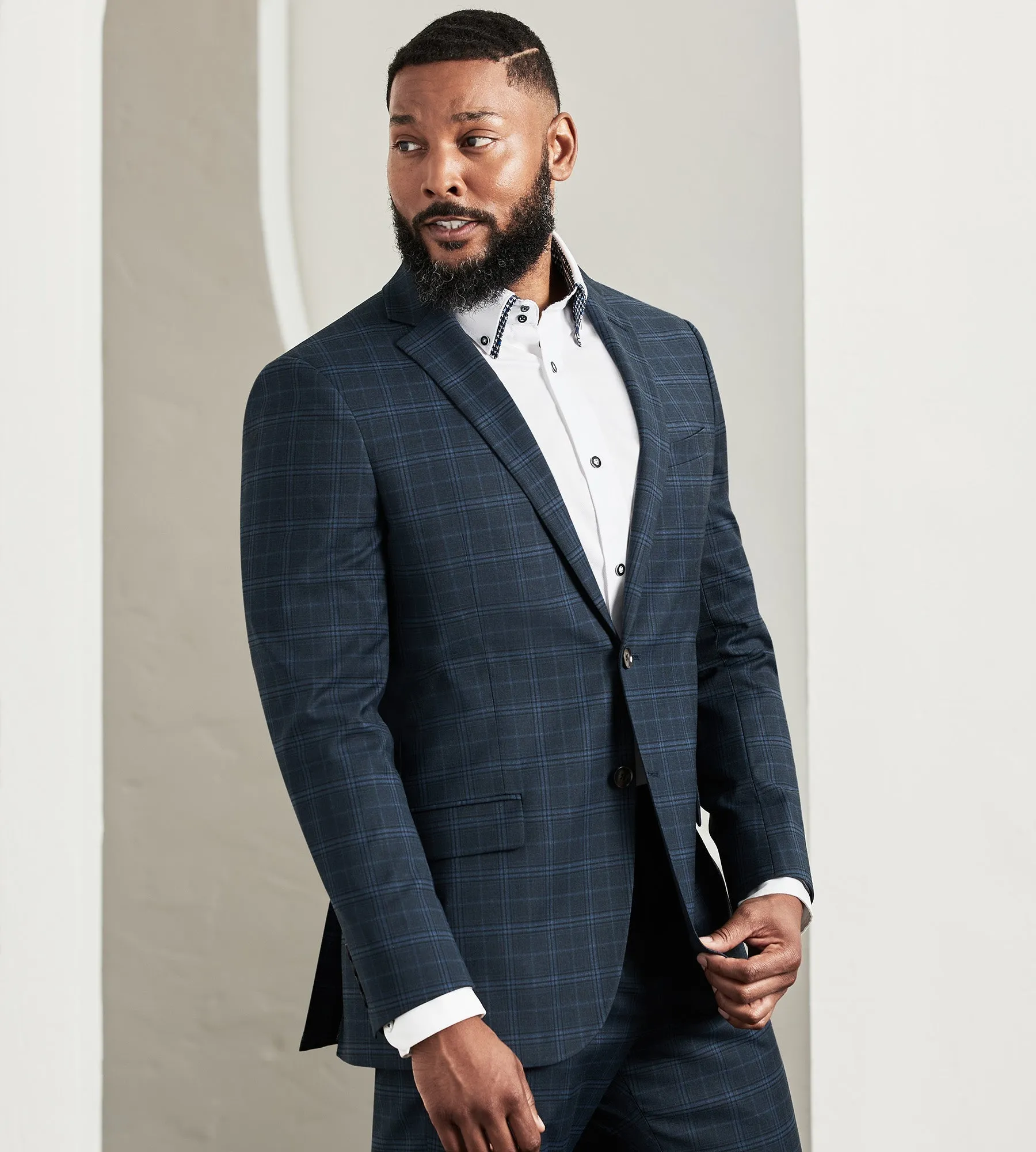 Modern Fit Stretch Check Suit sold by Tip Top