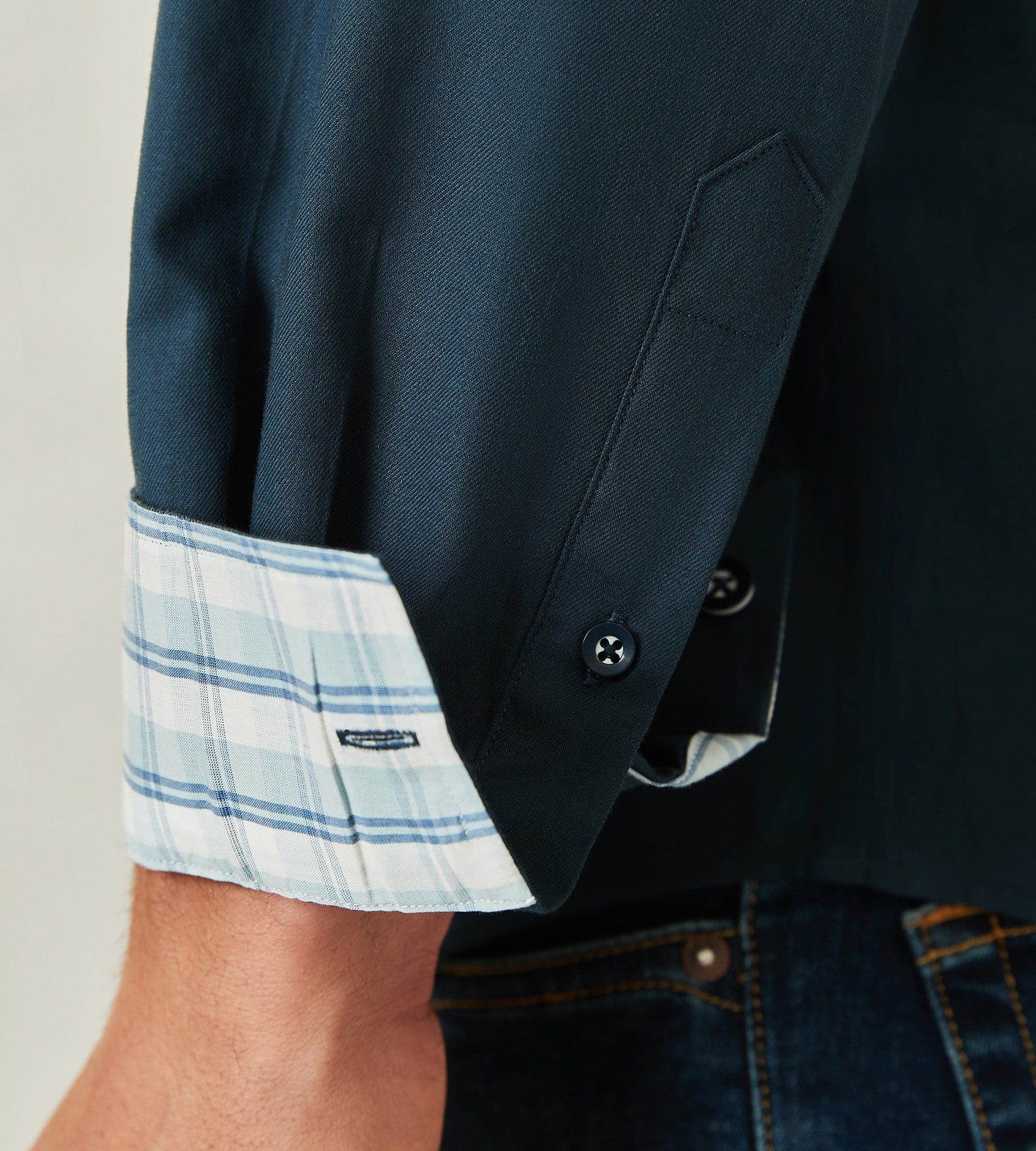 Modern Fit Long-Sleeve Solid One-Pocket Sport Shirt sold by Tip Top product image thumbnail 3