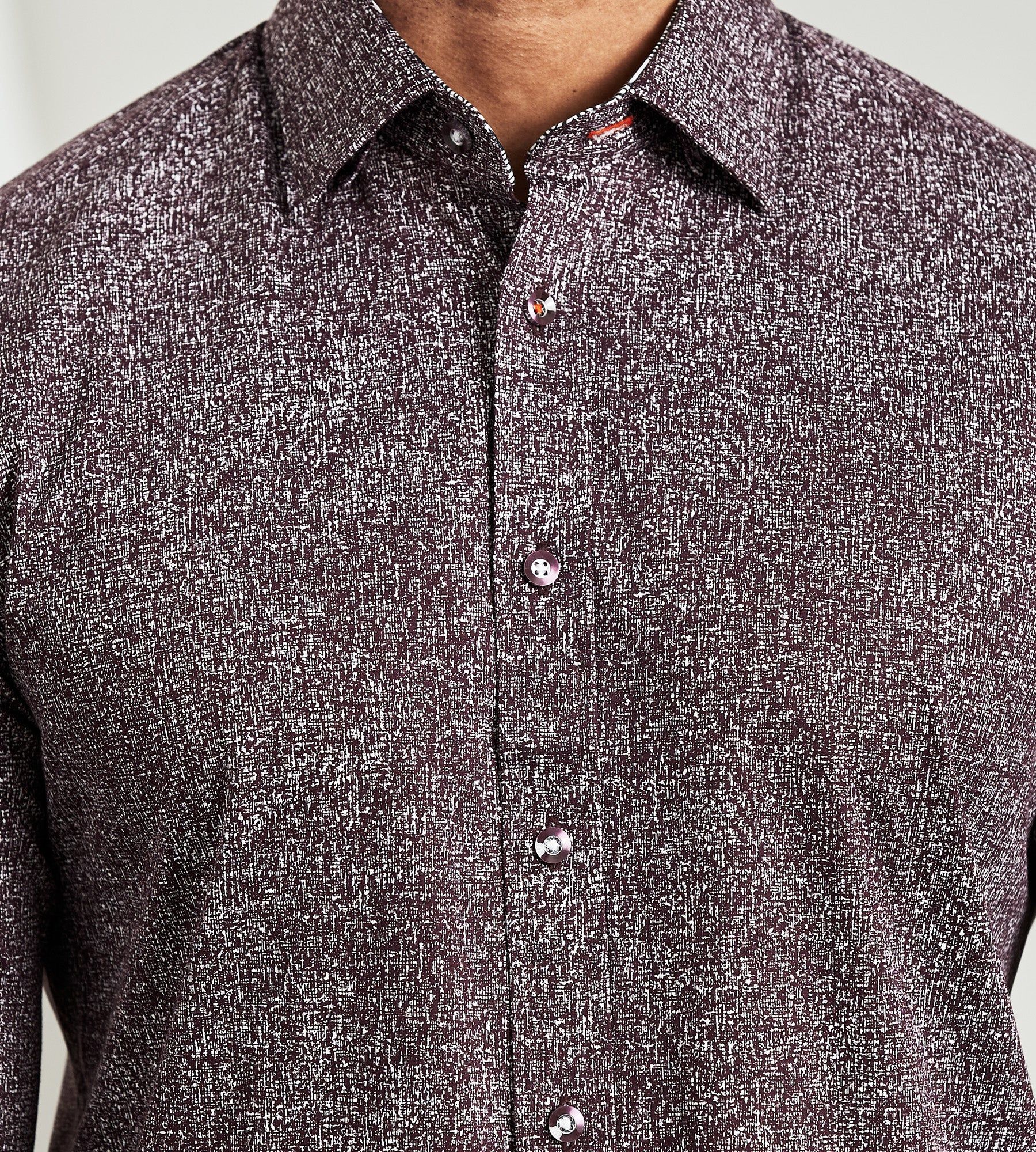 Modern Fit Long Sleeve 360° Stretch Cross Hatch Print Sport Shirt sold by Tip Top product image thumbnail 2